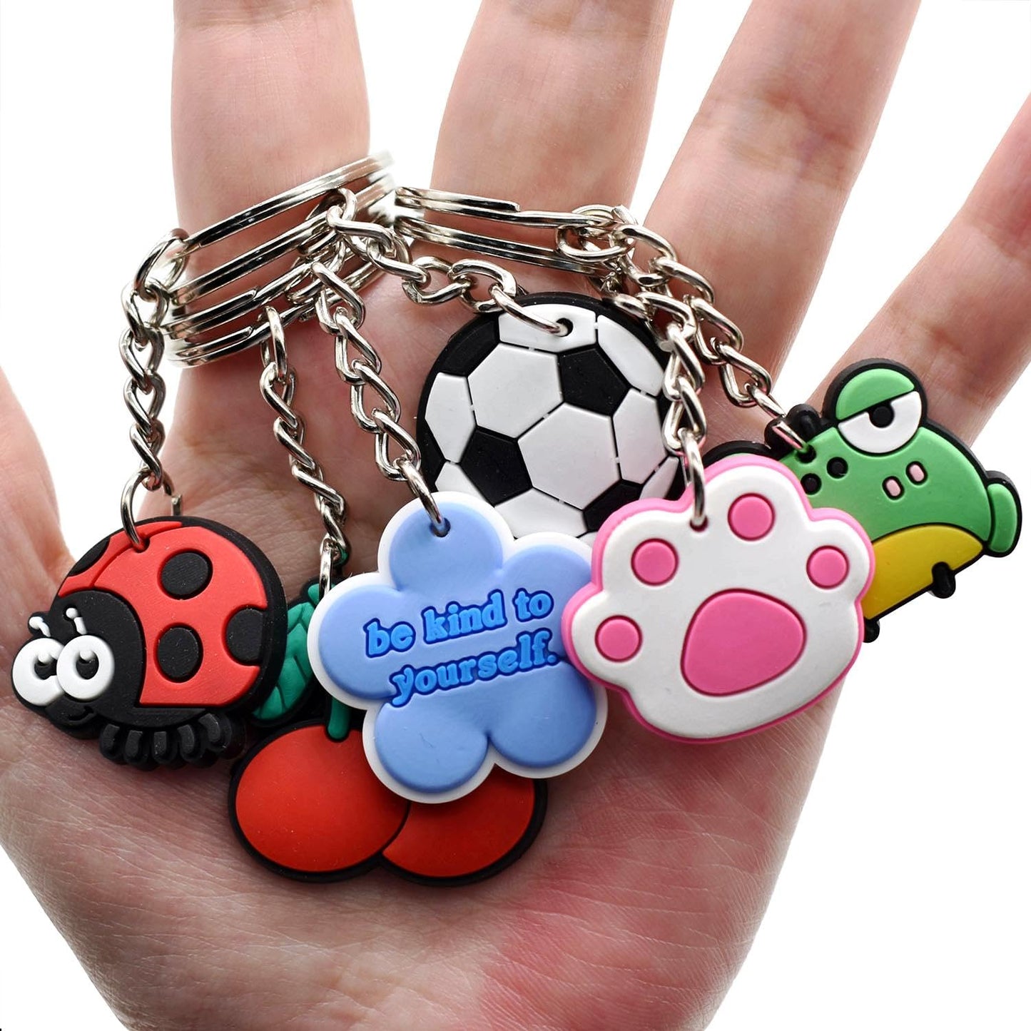 Gibleitz 30/50/100/200pcs Random Different Keychains, Lot Mixed Cute Keyring for Classroom Prizes Students Incentives, Multicolor, Small