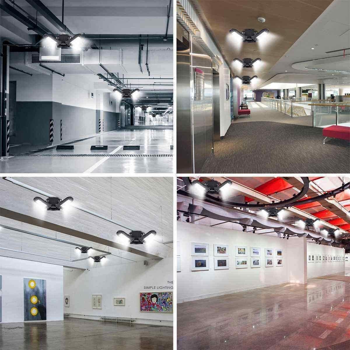 LED Garage Lights - 6000 Lumen 6500K Daylight 60W, Three Leaf Led Garage Ceiling Lights, Pack of 2