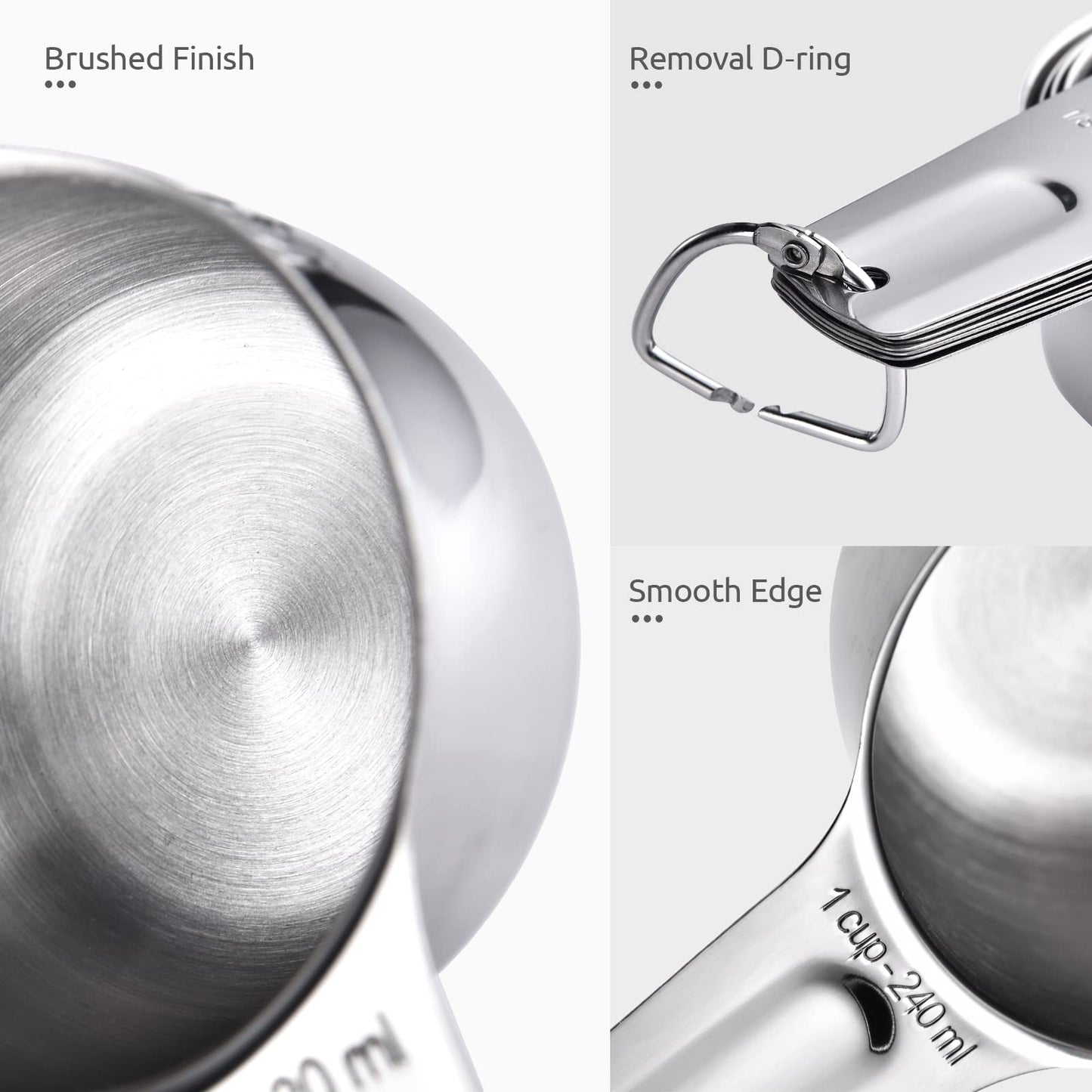 Measuring Cups, U-Taste Measuring Cups and Spoons Set of 15 in 18/8 Stainless Steel : 7 Measuring Cups and 7 Measuring Spoons with 2 D-Rings and 1 Professional Magnetic Measurement Conversion Chart