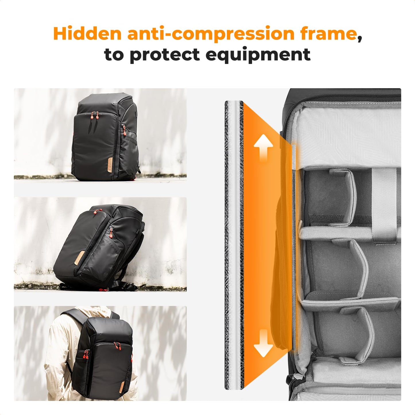 K&F Concept Camera Backpack, Camera Bags Waterproof 25L Large Capacity Camera Case with 15.6 Inch Laptop Compartment Compatible for Canon/Nikon/Sony/DJI Mavic Drone Travel Camera Backpack
