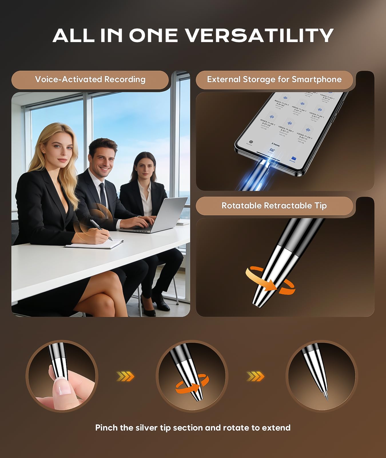 136G Digital Voice Recorder, Playback & Voice Activation Recording Device with 30Hour Continuous Recording, 9800 Hours Record Device with AI Noise Reduction for Lectures/Interviews/Meetings