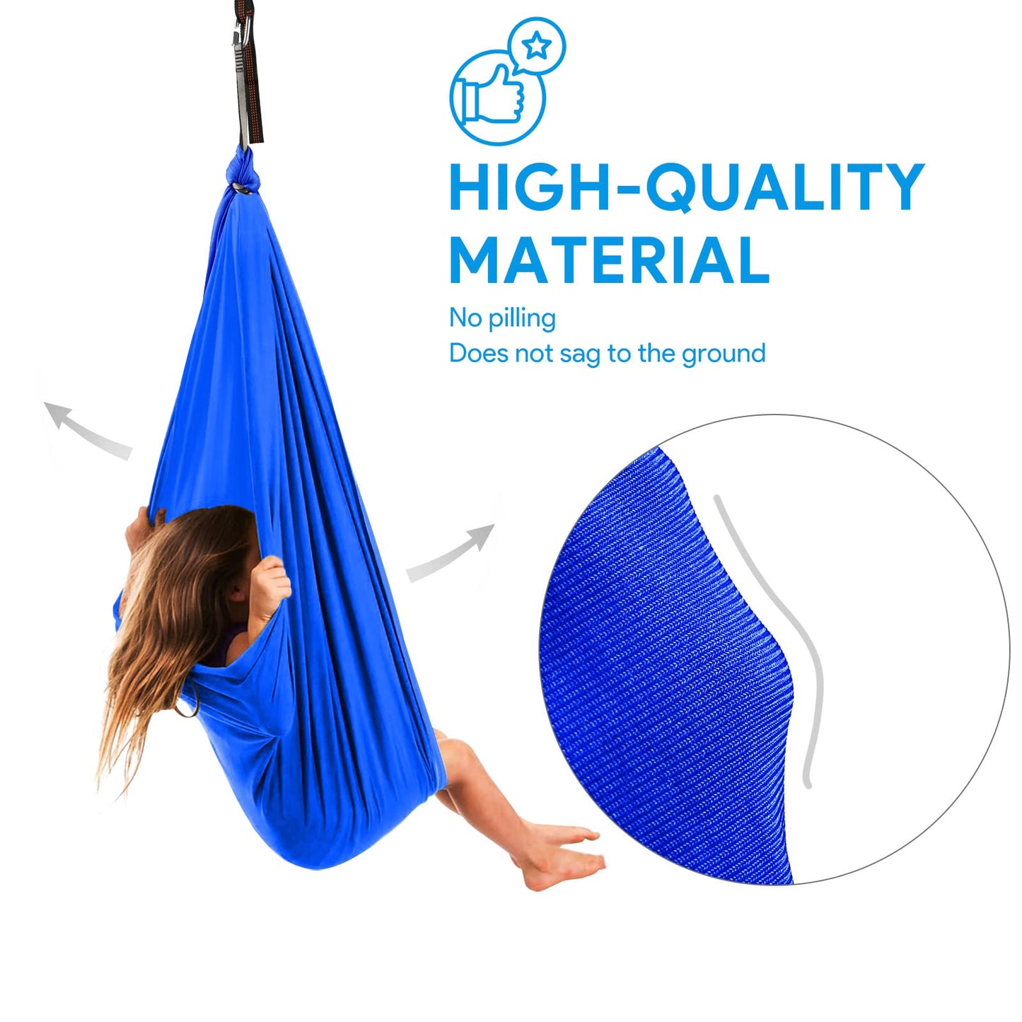 Sensory Swing, Therapy Swing for Kids & Adults, Cuddle Swing Indoor Outdoor, Swing Hammock for Child with Disorders, Autism, ADHD, Anxiety, Pod Swing Chair - 110" x 59"