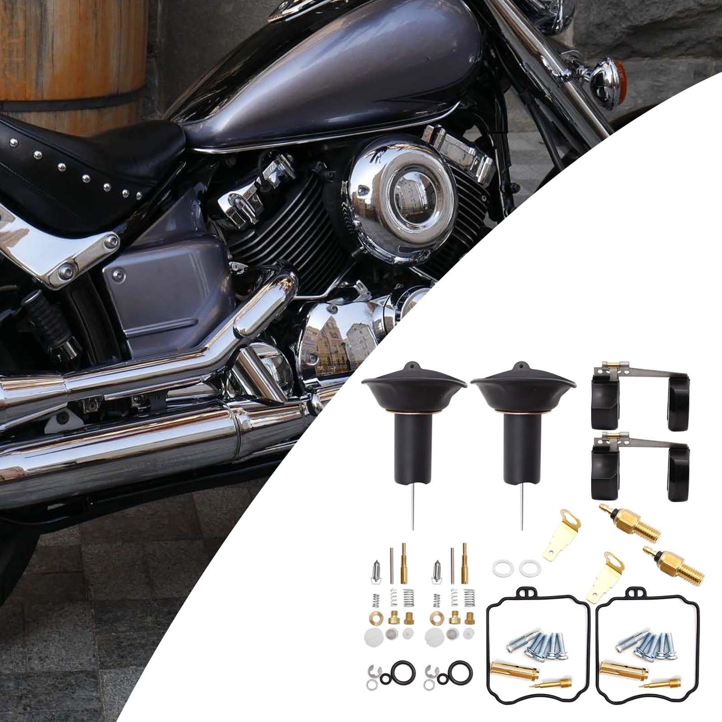 Anxingo Carburetor Repair Kit Replacement for Yamaha V-Star 650 XVS650 Custom XVS650A Classic 1998-2016, Carb Rebuild Kit Replacement for Yamaha V-Star 650 XVS650AT Silverado 2002-2010