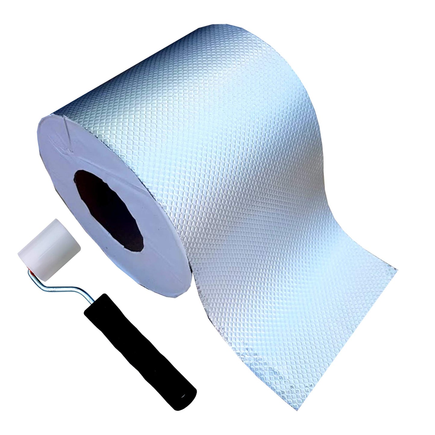 Rexoseal Reinforced Aluminum Backing All-Weather Waterproofing Repair Tape - UV and High-Temperature Resistant Tape - Includes Free Hand Roller - Silver, 6 inch x 50 feet