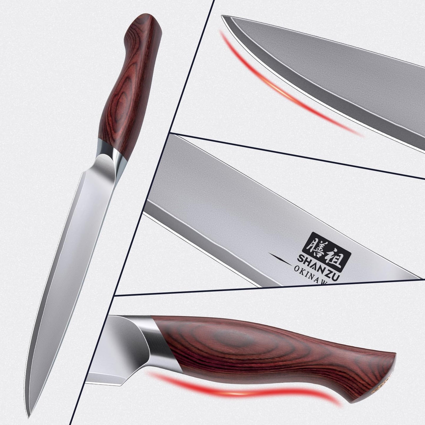 SHAN ZU Utility Knife 6 Inch, High Carbon Japanese 10Cr15Mov Stainless Steel Kitchen Professional Cooking Knife, Ultra Sharp Japanese Knife with Ergonomic Pakkawood Handle