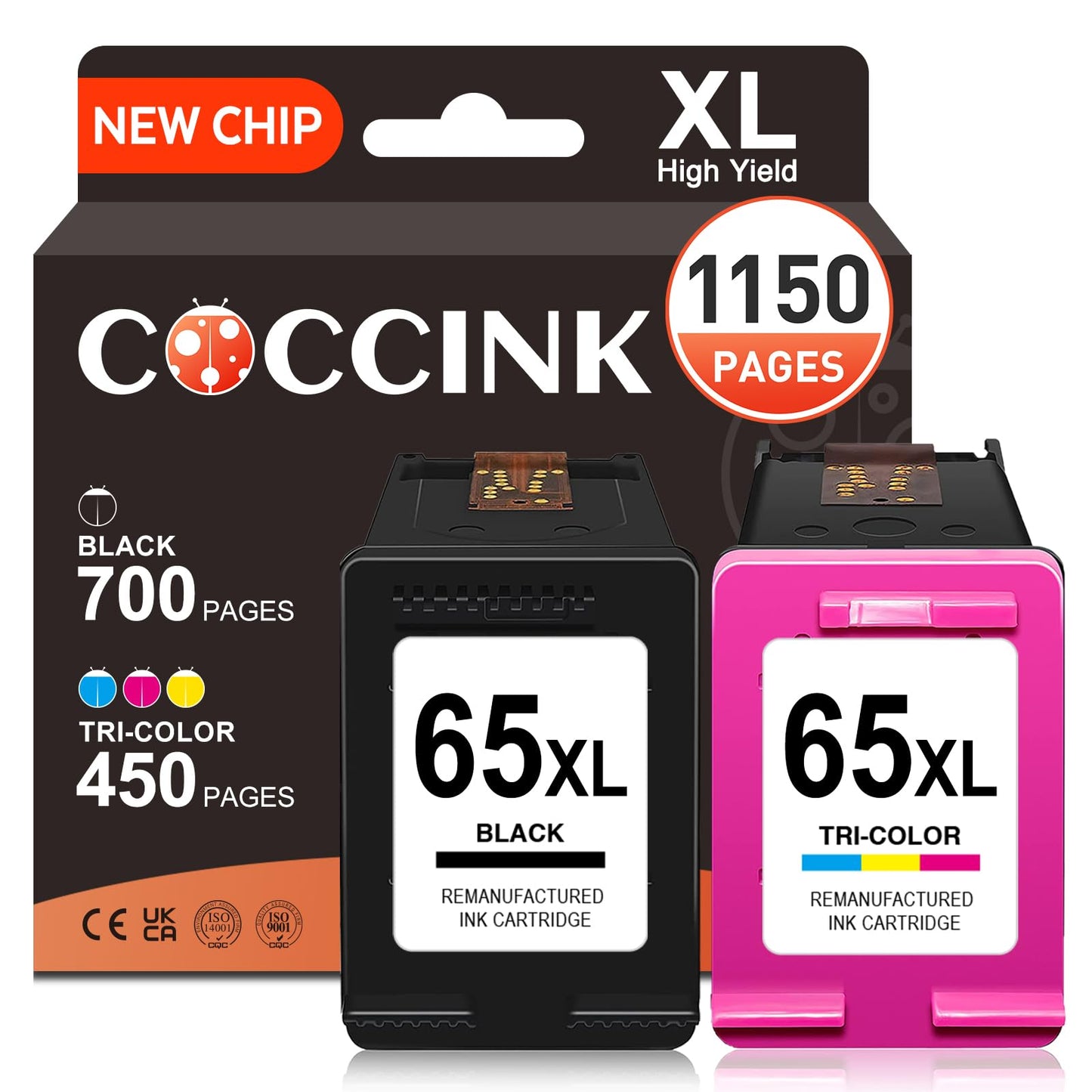 COCCINK 65XL for HP 65 Ink Cartridges DeskJet 3755 3700 3752 Remanufactured