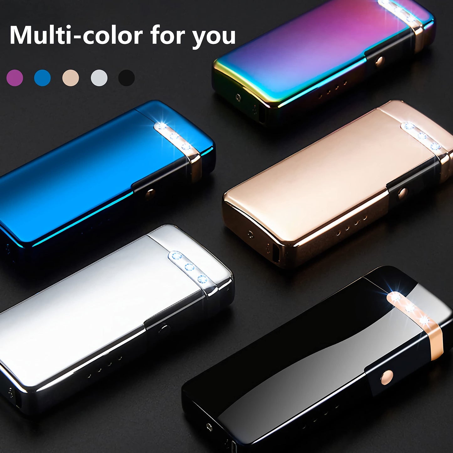 RSBYE Electric Lighter USB Rechargeable Windproof Flame Plasma Lighters with LED Battery Indicator for Indoor Outdoor (Rose Gold)