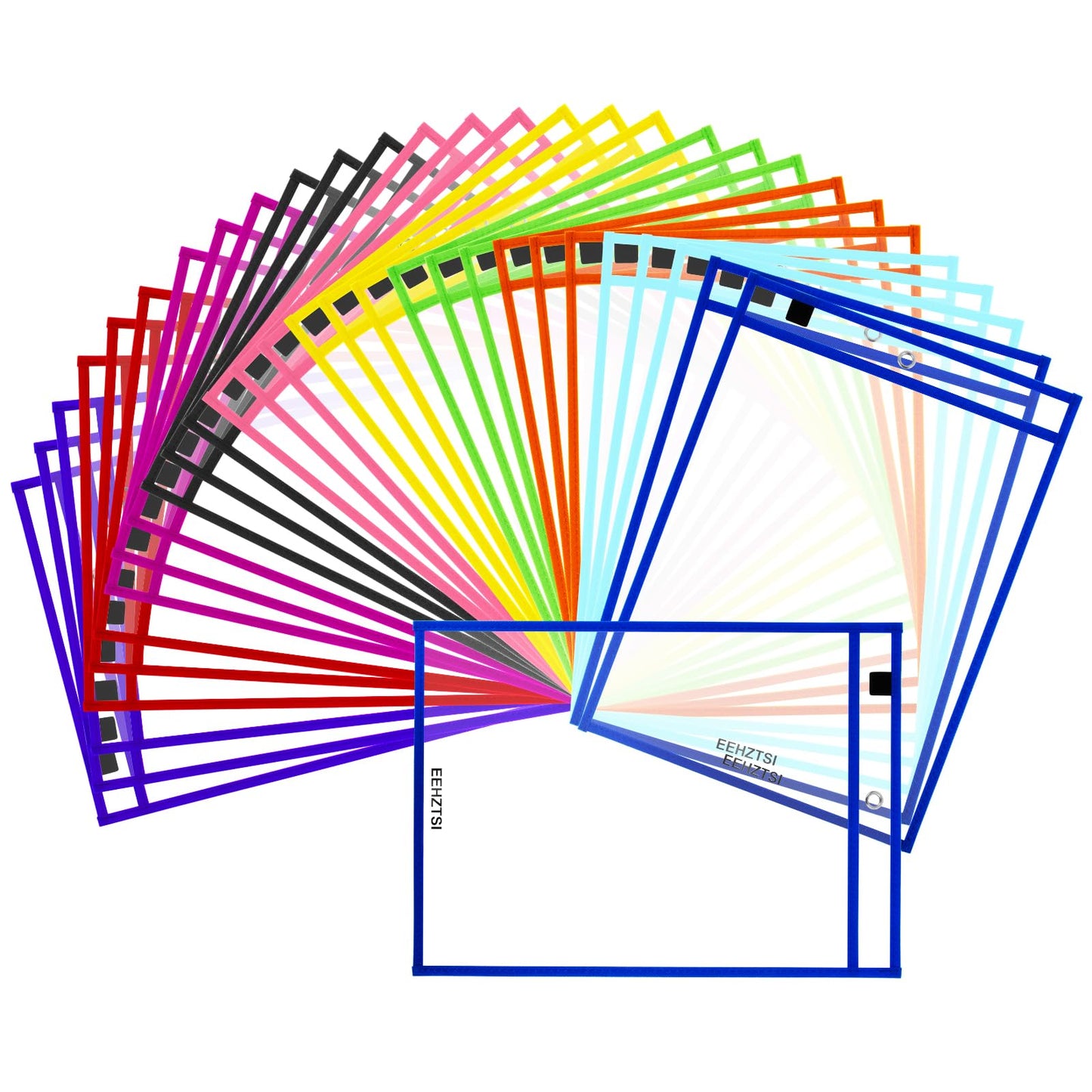 EEHZTSI 30 Packs Dry Erase Pocket Sleeves, Reusable Clear Plastic Classroom Pocket, 10x14 Inch Ticket Holders, Plastic Sleeves for School/Office Organization