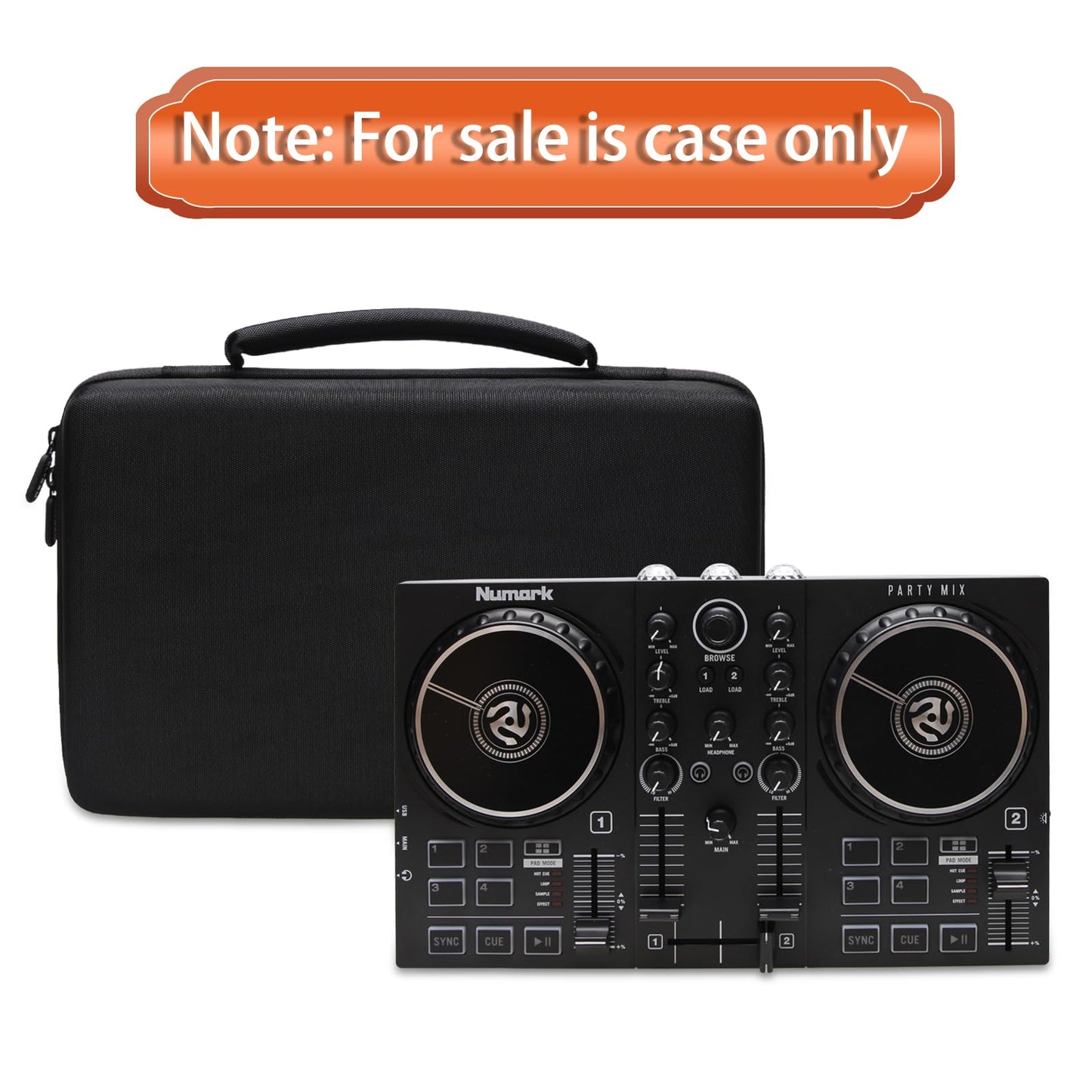 LTGEM DJ Mixer Case for Numark Party Mix II or Hercules DJControl Mix Ultra DJ Controller,Black(Case only)
