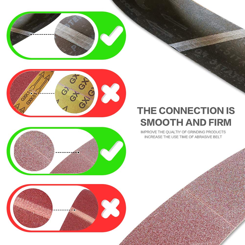 6 x 48 in 6x48 Sanding Belt Pack 6-Inch x 48-Inch,6 Pcs(2 Each of 80 120 150 Grits) Aluminum Oxide for Sander