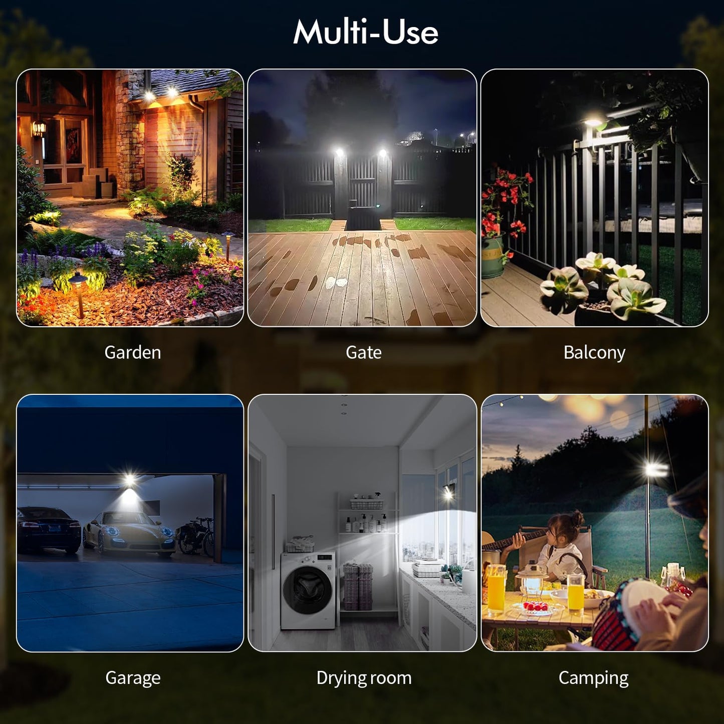 Clip On Solar Motion Lights Outdoor Waterproof, 800LM, 70 LED, 3 Color Temperature, USB & Remote Control, 2 Pack Portable Solar Powered Light Outside for Gutters Fence Garage Camping