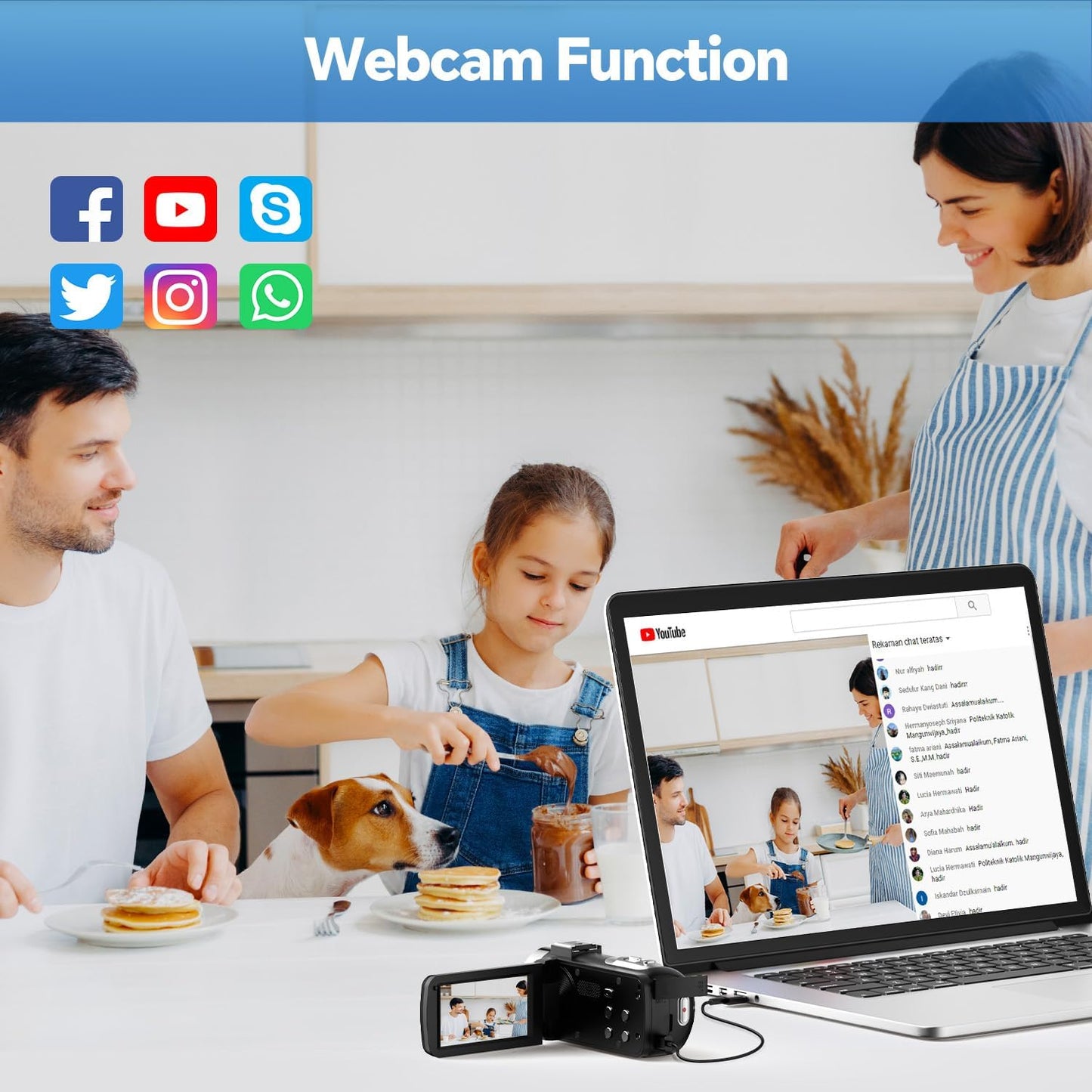 Camcorder 4K 30fps Video Camera 42MP YouTube Vlogging Camera 18x Digital Zoom Cam Corder with 3.0" 270° Rotation Screen Remote Control 32G SD Card 2 Batteries for Wedding Travel