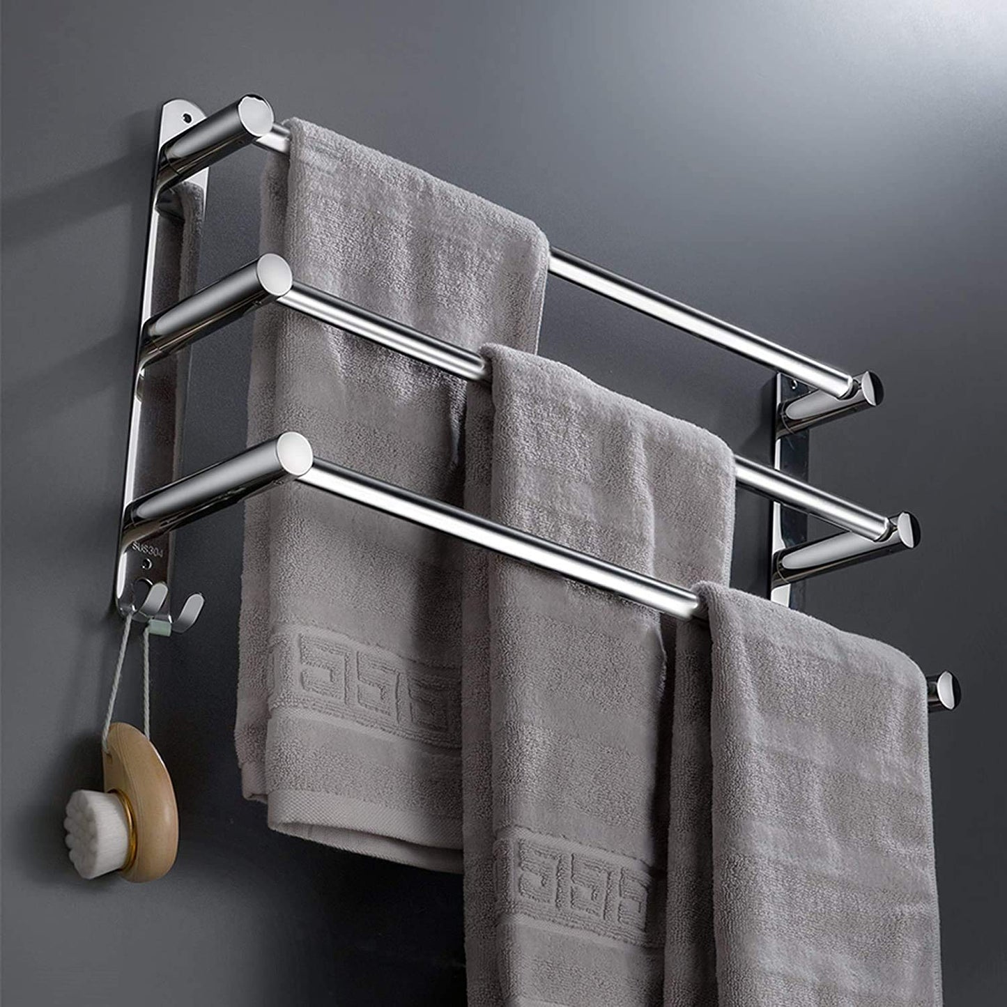 Towel Bars Towel Hanger Freely Retractable 20-30 Inch Stainless Steel Bath Towel Rack Strong Adhesive Bathroom Wall-mounting Free mounting Hole-Installing washroom Kitchen Space Saving 3 Bars