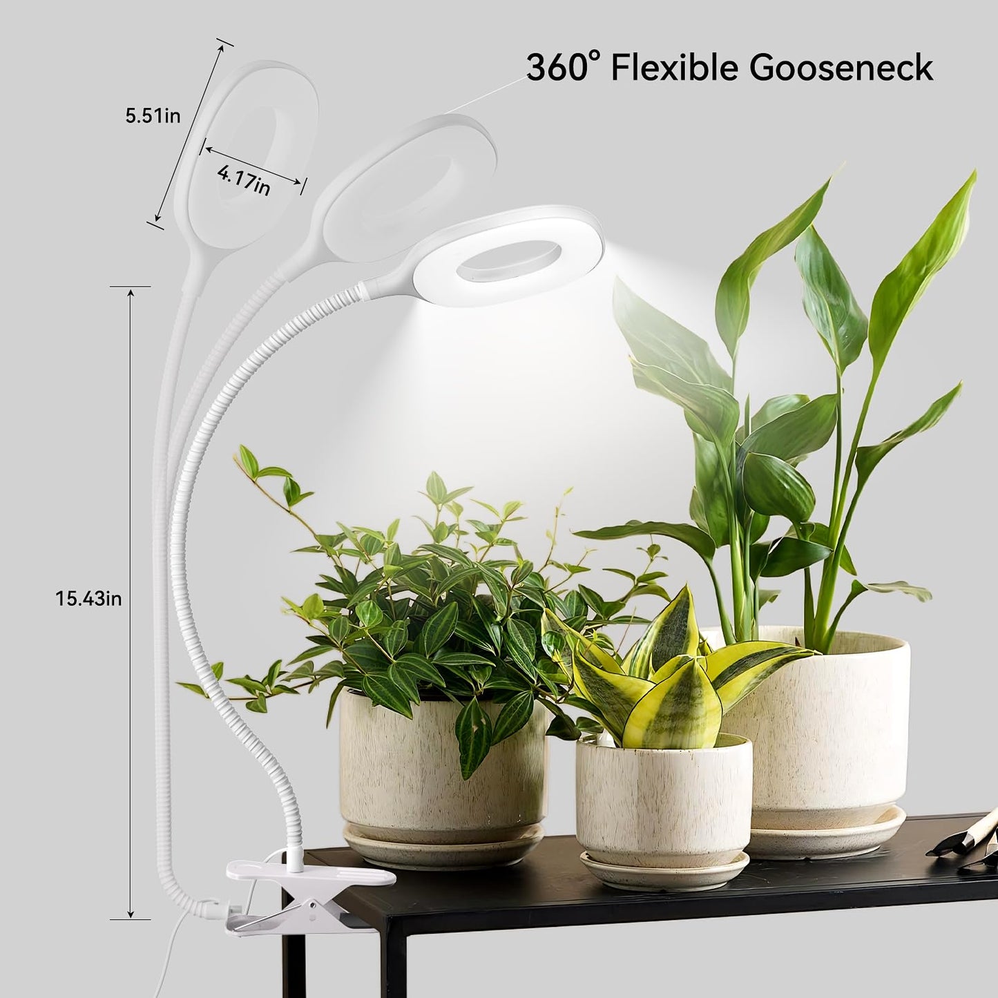 KNHUOS Plant Grow Lights Full Spectrum, 56 LEDs Clip on Small Plant Light with Adjustable Gooseneck, 3 Colors Plant Lights Indoor, Auto Timer 4/8/12Hrs&10 Brightness, 2 Packs