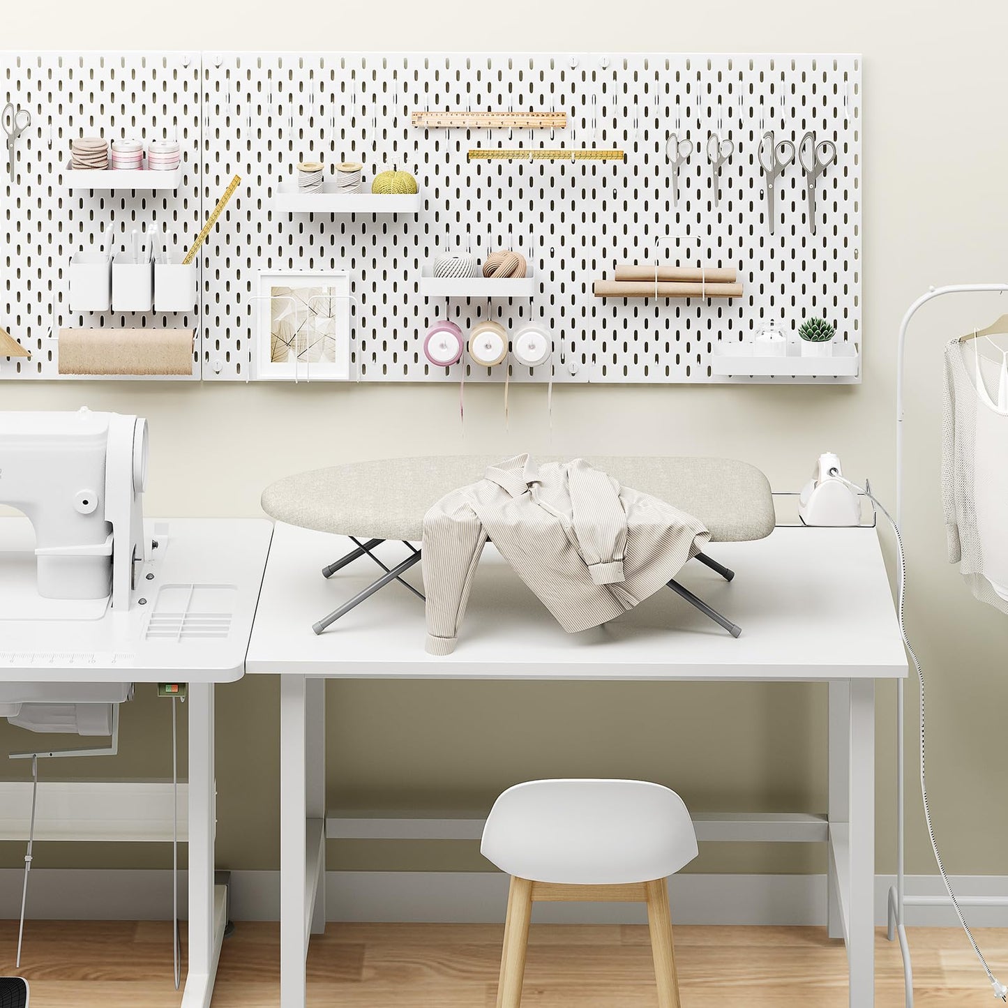 KINGBOARD Tabletop Ironing Board, Small Iron Board with Iron Rest, Folding Iron Board, Extra Thick Cover, Portable Tabletop Ironing Board with Non-Slip Feet, 30x12 Beige