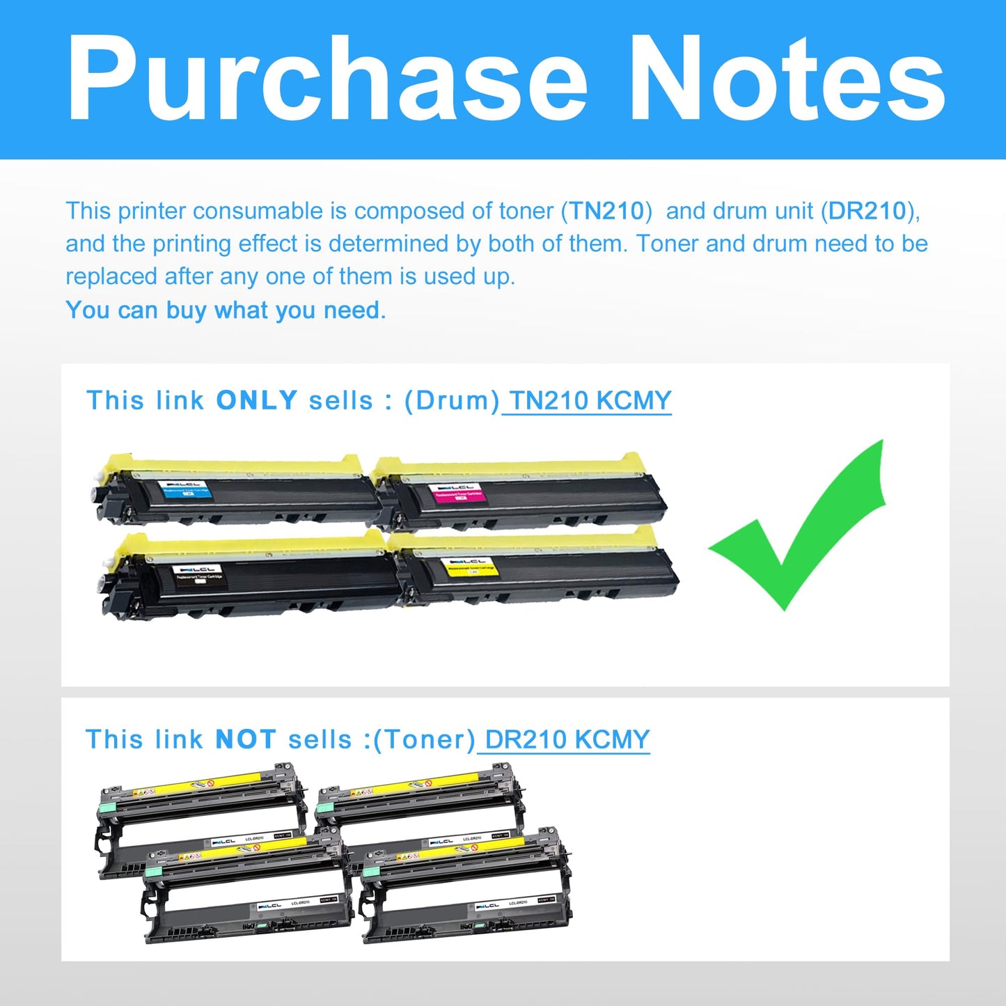 TN-210 TN210 Toner Cartridge Set Replacement for Brother TN210BK TN210C TN210M TN210Y (4-Pack,Black Cyan Magenta Yellow) for MFC 9125CN MFC-9125CN HL 3045CN HL-3045CN HL 3040CN HL-3040CN