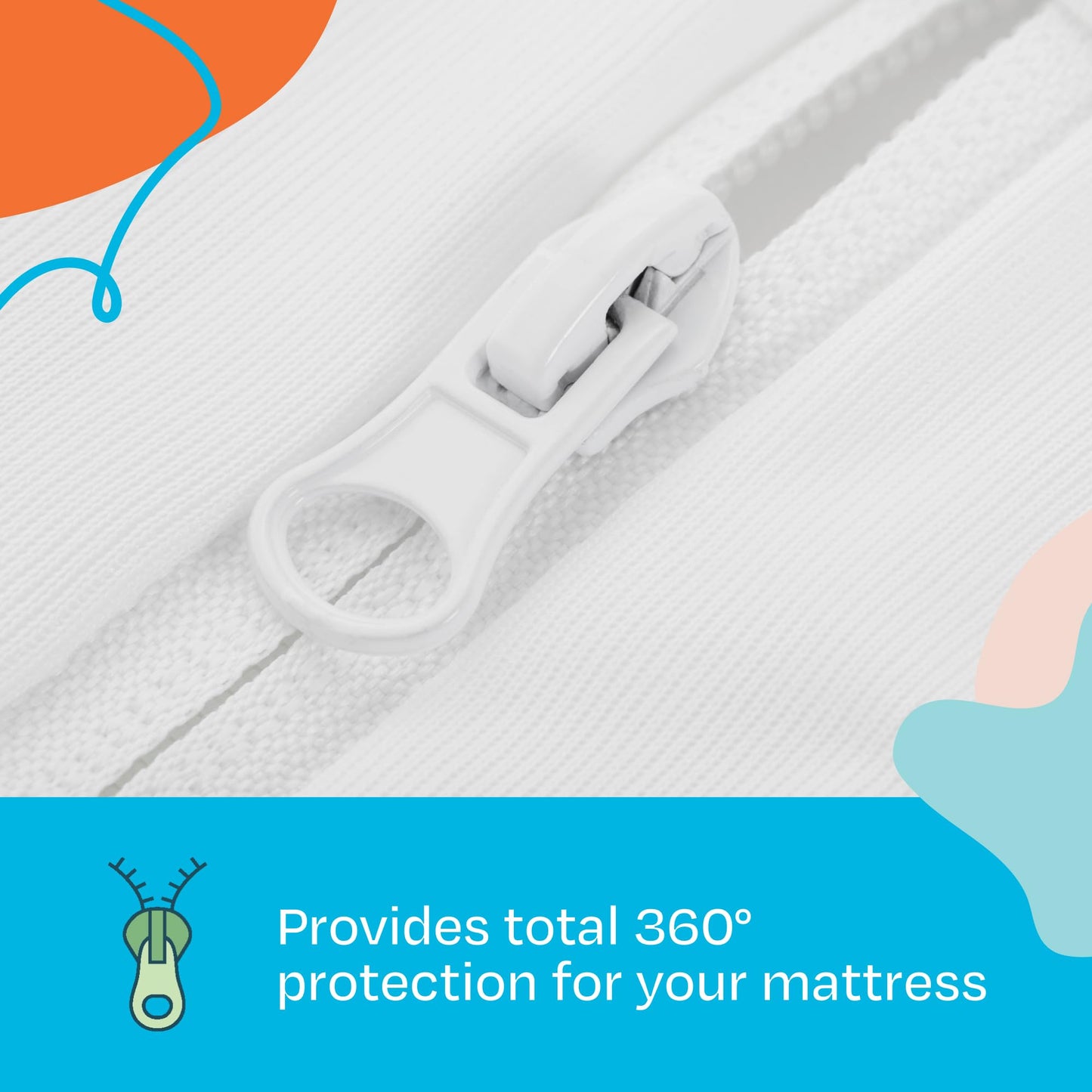 LINENSPA Zippered Encasement Waterproof, Dust Mite Proof, Bed Bug Proof, Hypoallergenic Breathable Mattress Protector - Full Size , White
