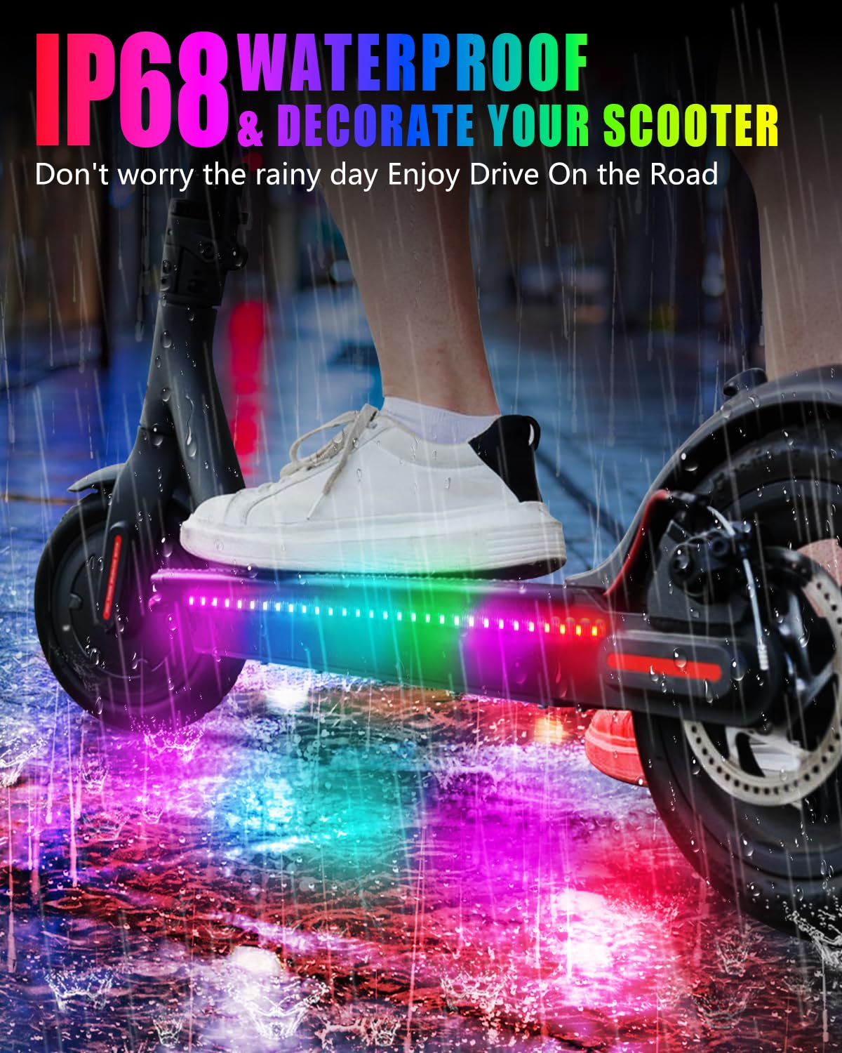 Keiurot Scooter LED Strip Light, Led Lights for Scooter Night Riding Skateboard Scooter Lights APP Control Flowing Color Waterproof Electric Scooter Accessories 2 in 1