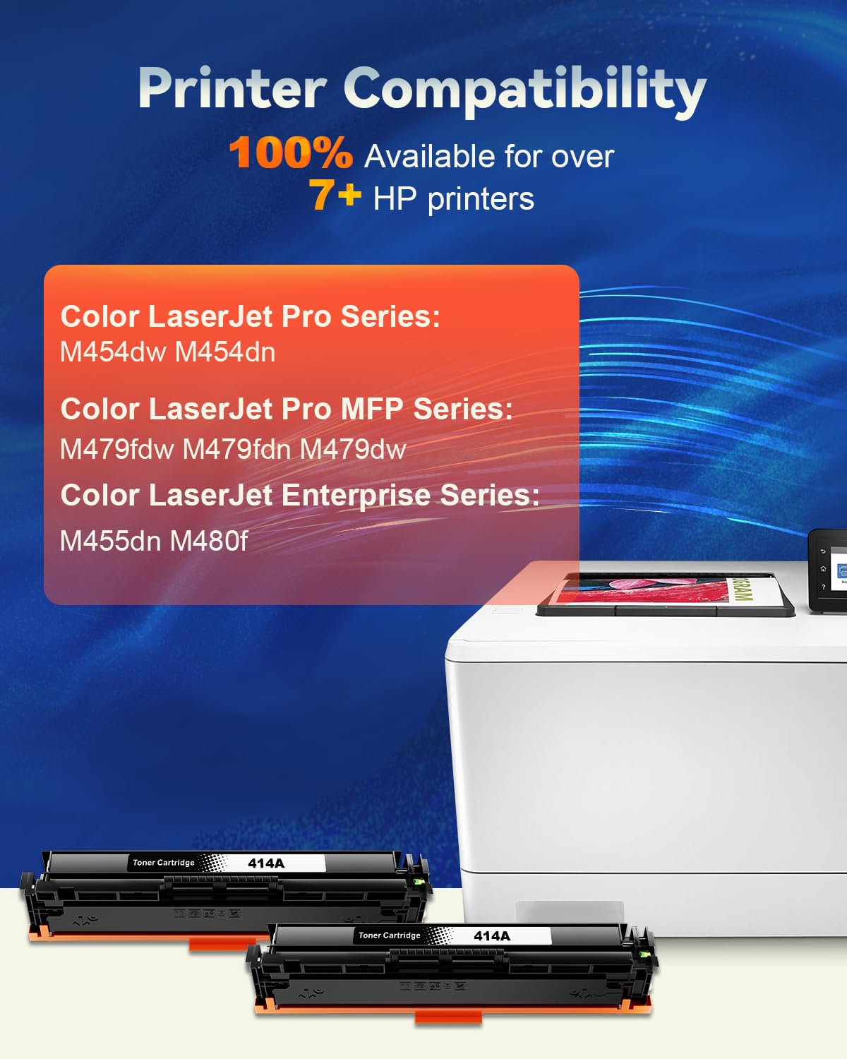 (with Chip-2 Black) 414A Toner Cartridge m479fdw Toner cartridges Compatible Replacement for HP 414A W2020A Work with Color Pro MFP M479fdw M479fdn M454dw M454dn M479 M454 Printer Toner (414A 2BK)