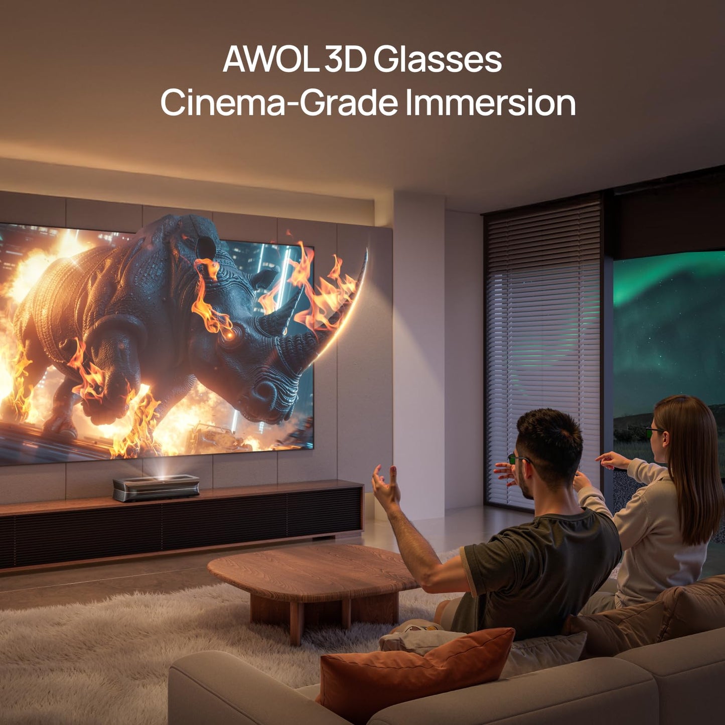 AWOL VISION DLP Link 3D Glasses, Rechargeable Active Shutter Eyewear compatiable with AWOL VISION LTV-2500, LTV-3500, Vanish TV & Other DLP-Link 3D projectors (2 Packs)