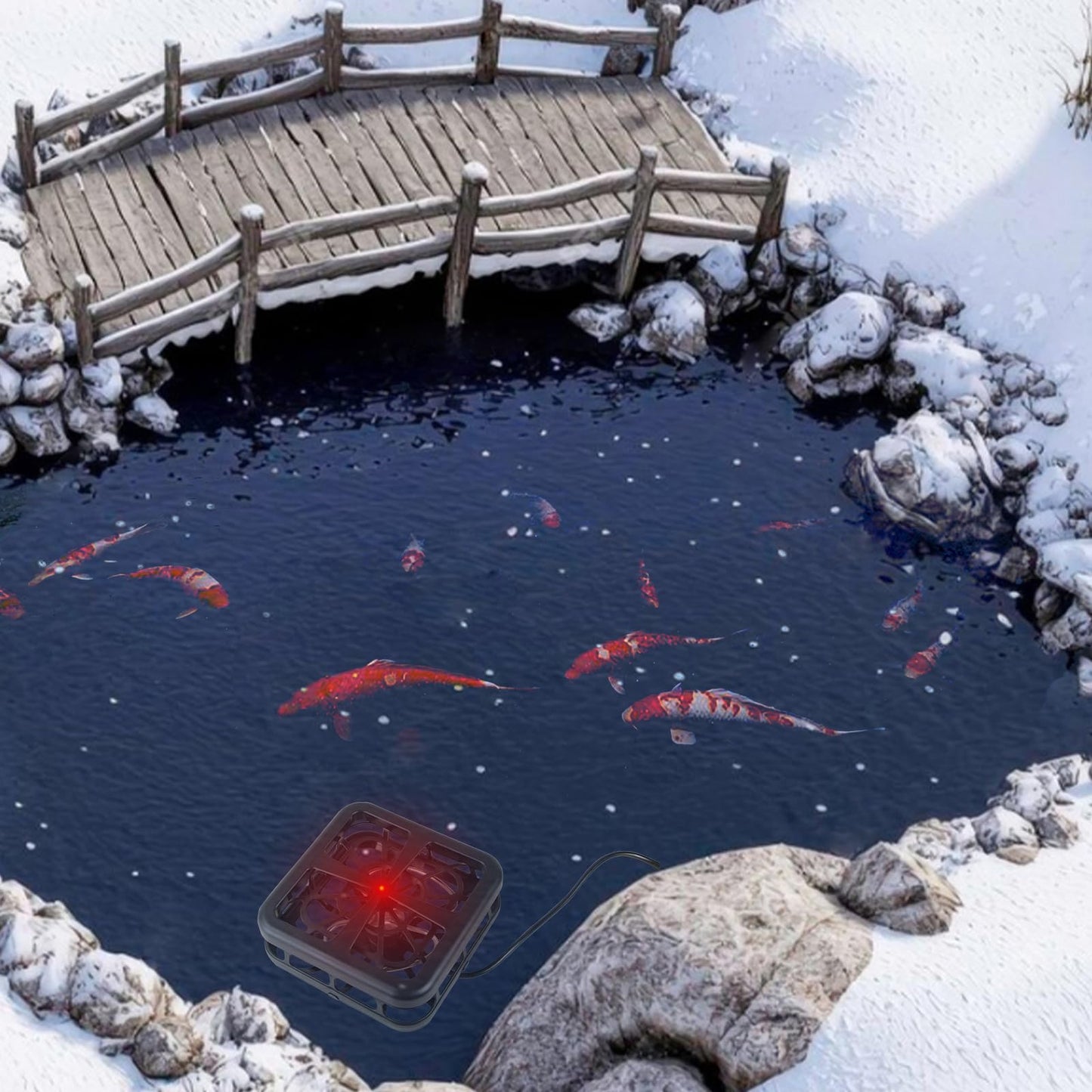 Pond De-icer,Winter Survival Solution for Outdoor Pond Fish,Thermostatic controll Heater with Floating and Diving Modes,Keep Ponds from Freezing Over in Winter（500W,1000W,1500W） (500W)