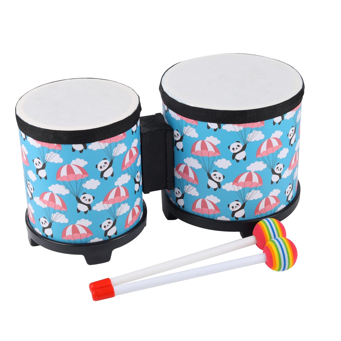 Bongo Floor Tom Drums Set: Floor Drum Percussion Music Instrument with 2 Mallets - Bongo Drums (Blue 5" to 6")