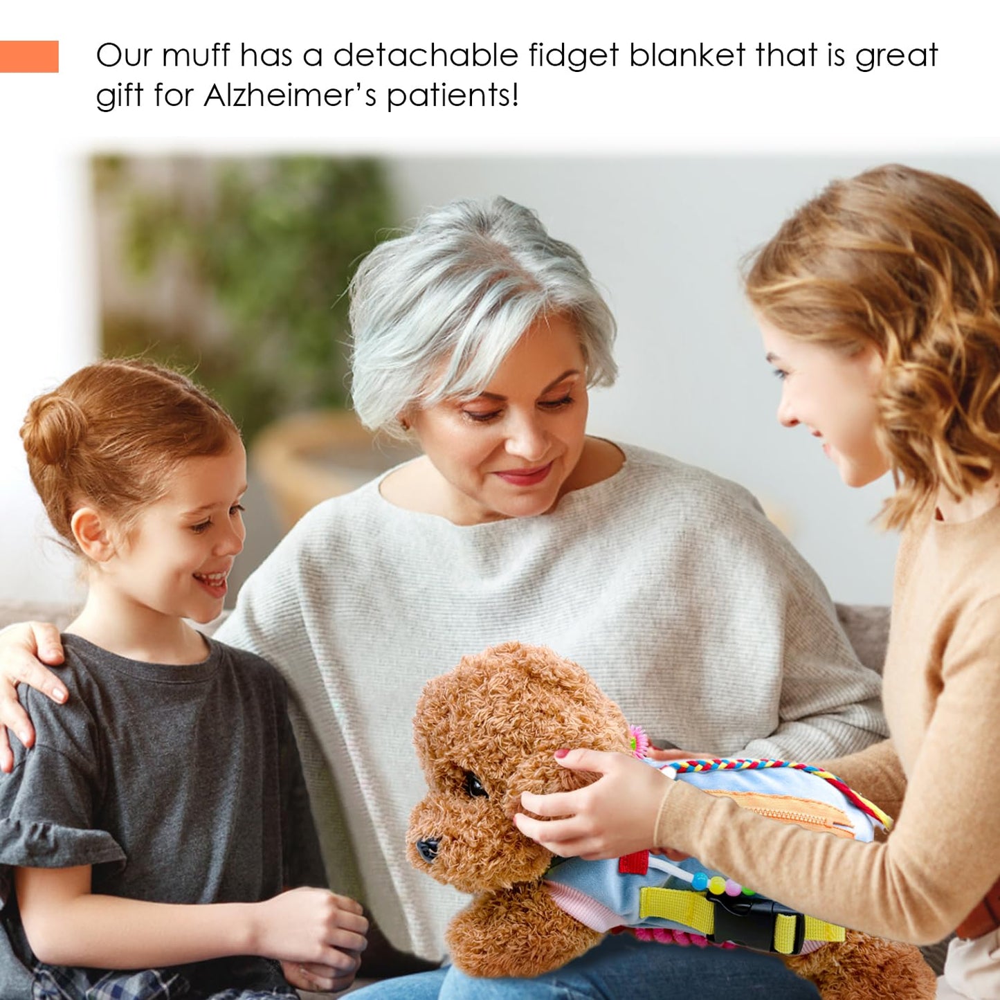 Fidget Dog Blanket for Elderly, Fidget Sensory Dog Blanket for Seniors with Alzheimer’s, Dementia Products for Elderly, Sensory Fidget Blanket
