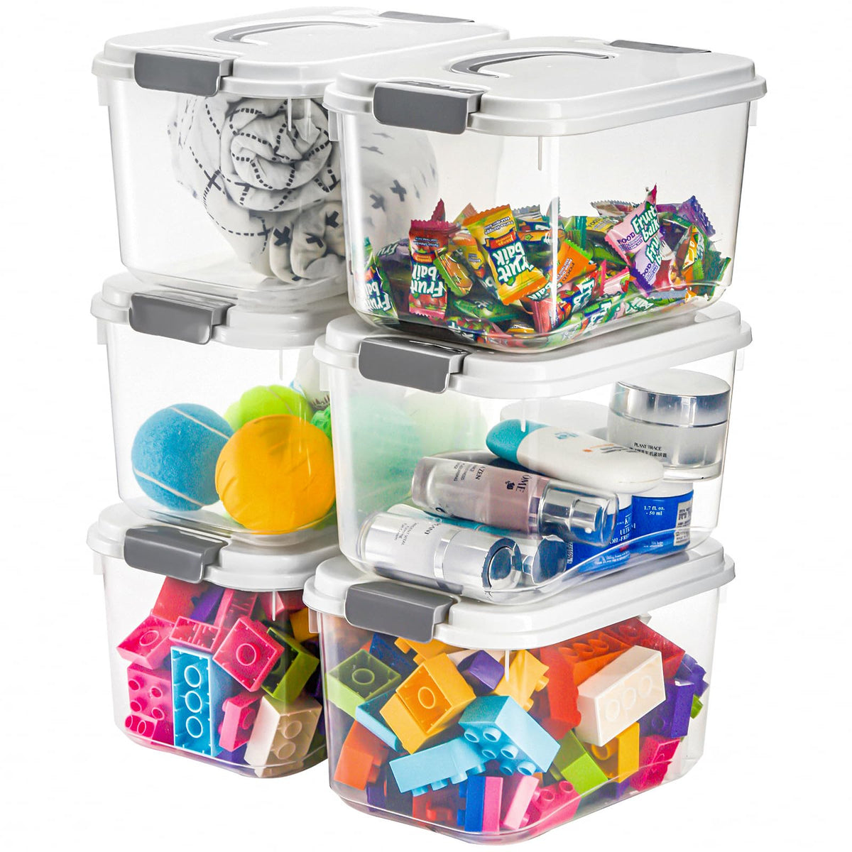 Elsjoy 8 Packs 5.5 Quart Plastic Storage Bins, Clear Storage Latch Box with Latching Lids, Stackable Organizing Bins Lidded Storage Container for Snacks, Cosmetics