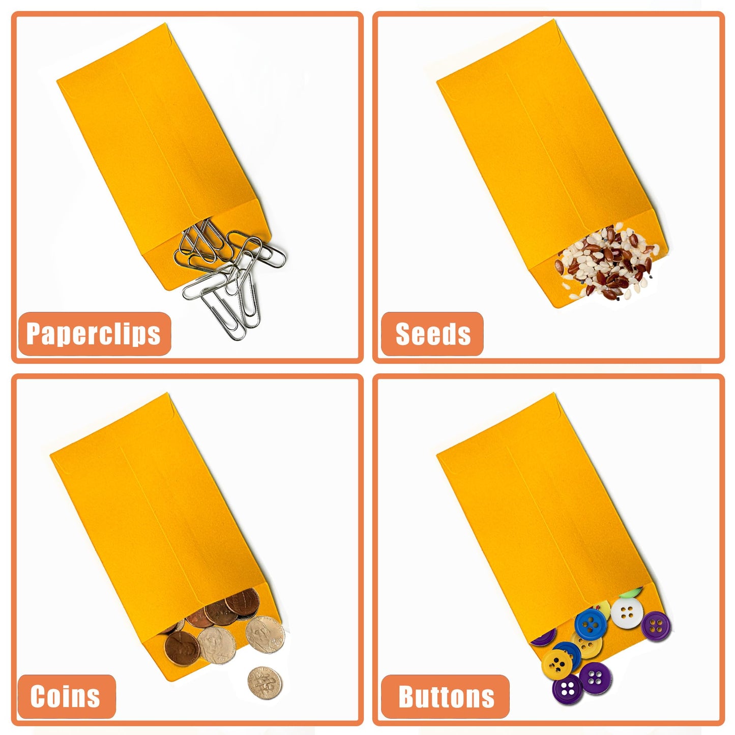 Homrelaxy #1 1200 Pcs Small Coin Envelopes 2.25" x 3.5" with Gummed Flap, Yellow Kraft Mini Envelopes for Storing Keys, Stamps, Seeds, Tips and Small Items (1200)