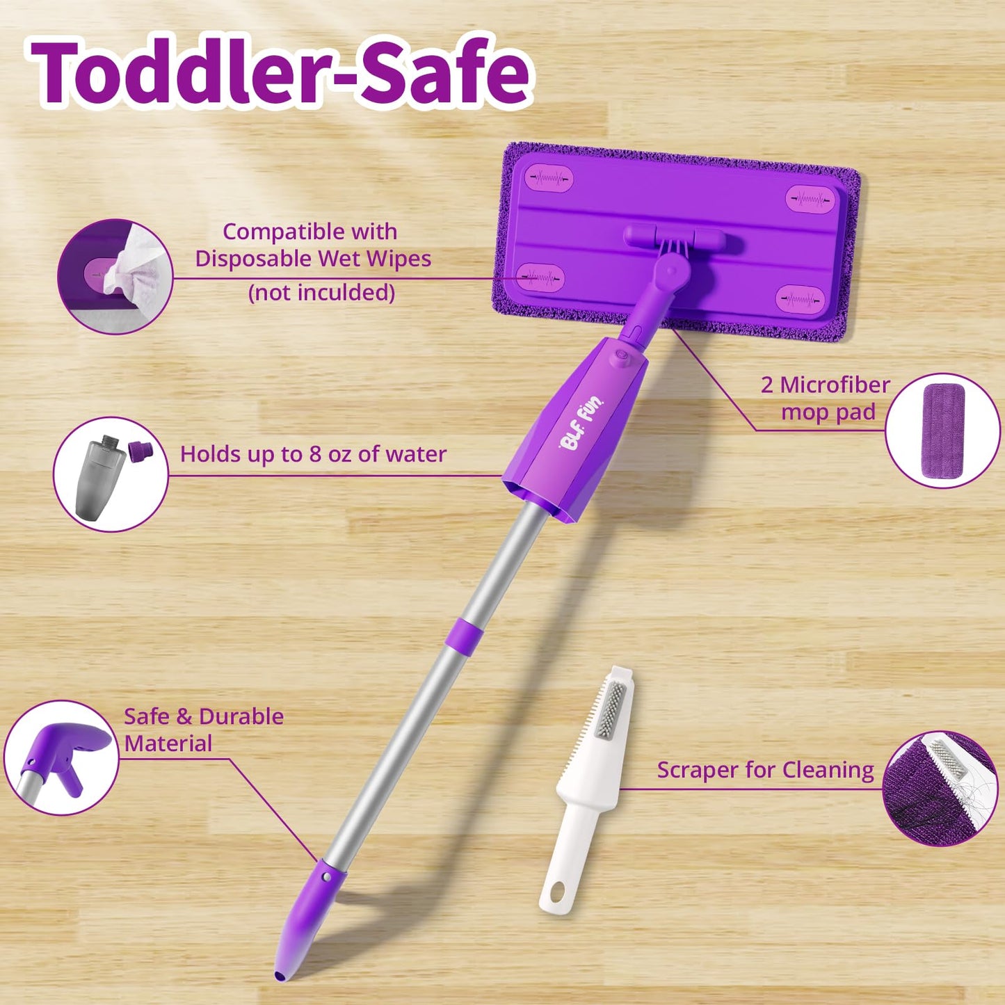 lisfiva Pretend Play Spray Mop for Floors Toddler Housekeeping Cleaning Set for Aged 3+, Kid Toddler Montessori Toys for 3 4 5 6 Year Old Boys, 3 4 5 6 7 8 Year Old Girl Gifts Ideas