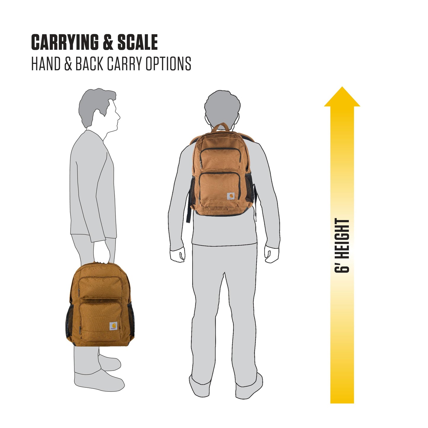 Carhartt 27L Classic Single-Compartment Backpack, Durable Pack with Laptop Sleeve and Duravax Abrasion Resistant Base, Brown