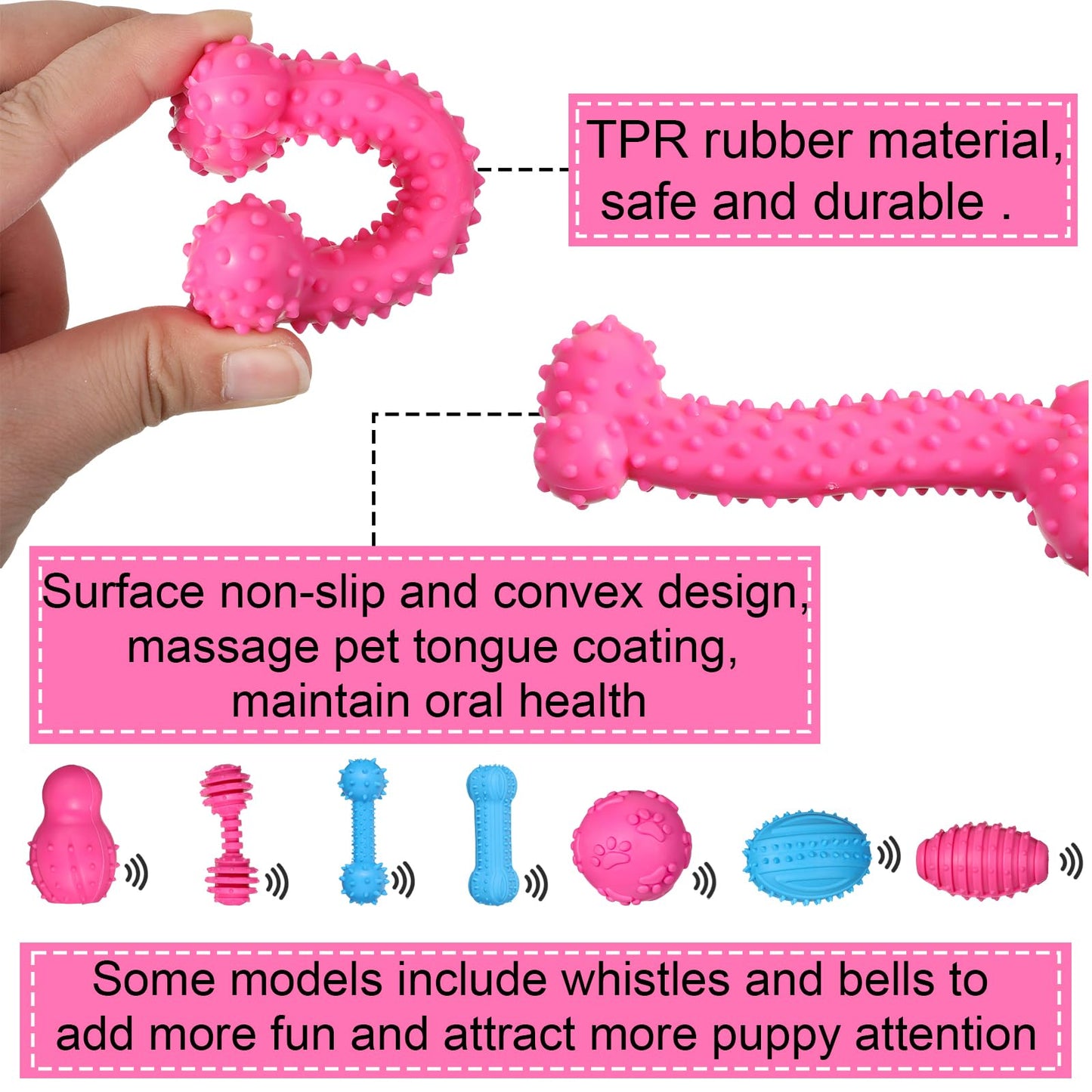 Sanwuta 30pcs Puppy Dog Toy Bulk for Aggressive Chew Rubber Pet Teething Toy for Small Dog Cute Soft Durable Interactive Gift Supplies for Outdoor Play Breed Accessories