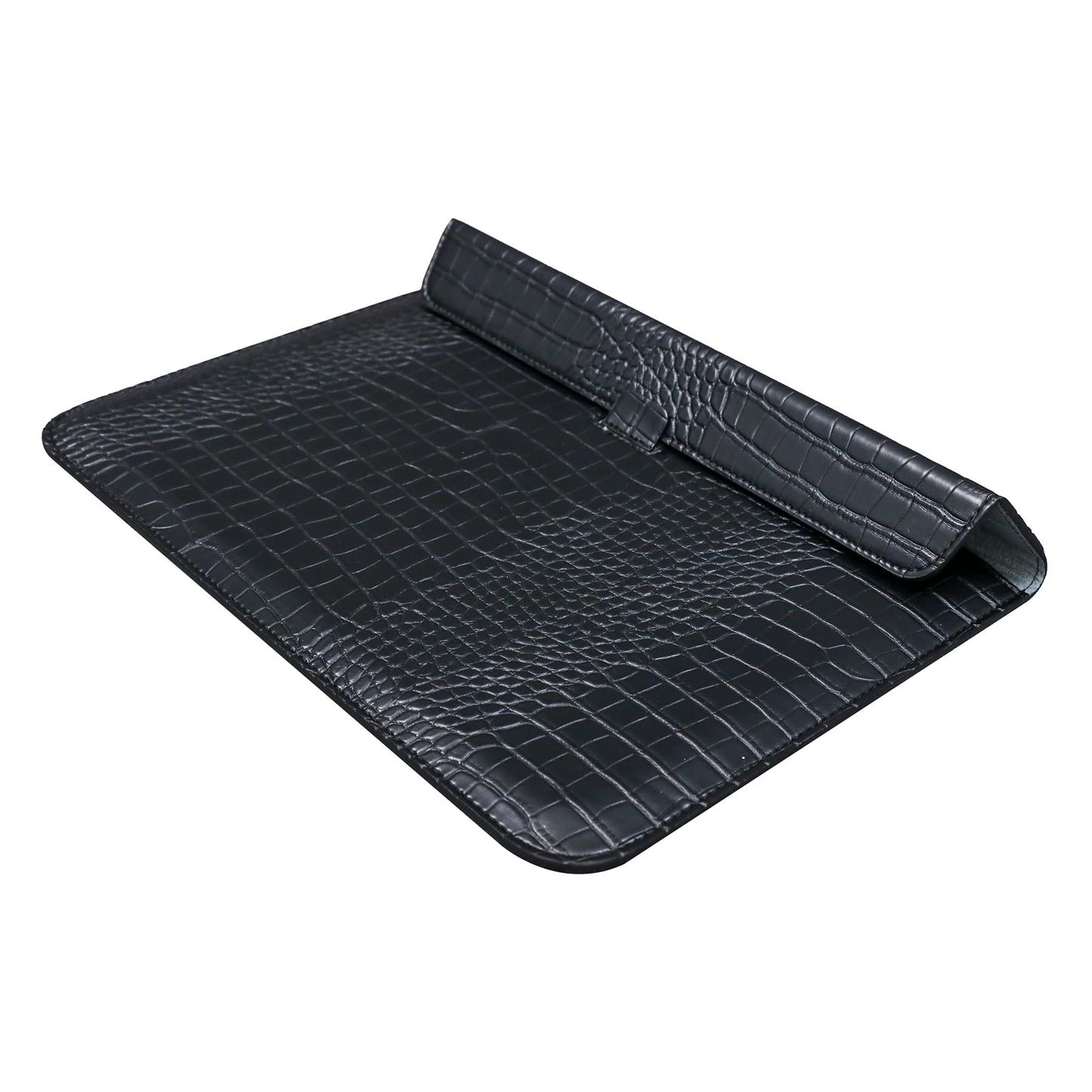 Seanai Laptop Sleeve Case 13-13.6 Inch Crocodile PU Leather Flip Cover with Stand Function for 2016-2026 MacBook Neo 13 A18 Pro A3404 Air 13 Pro 13 M5 M4 M3 M2 M1, for HP Dell Lenovo Laptop, Black