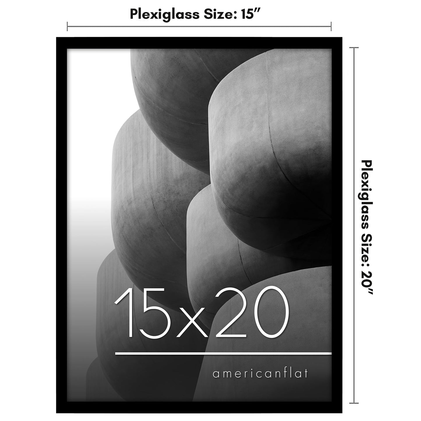 Americanflat 15x20 Picture Frame with Polished Plexiglass - Streamline Collection - Thin Border Picture Frame for Wall Display - Hanging Hardware Included - Black