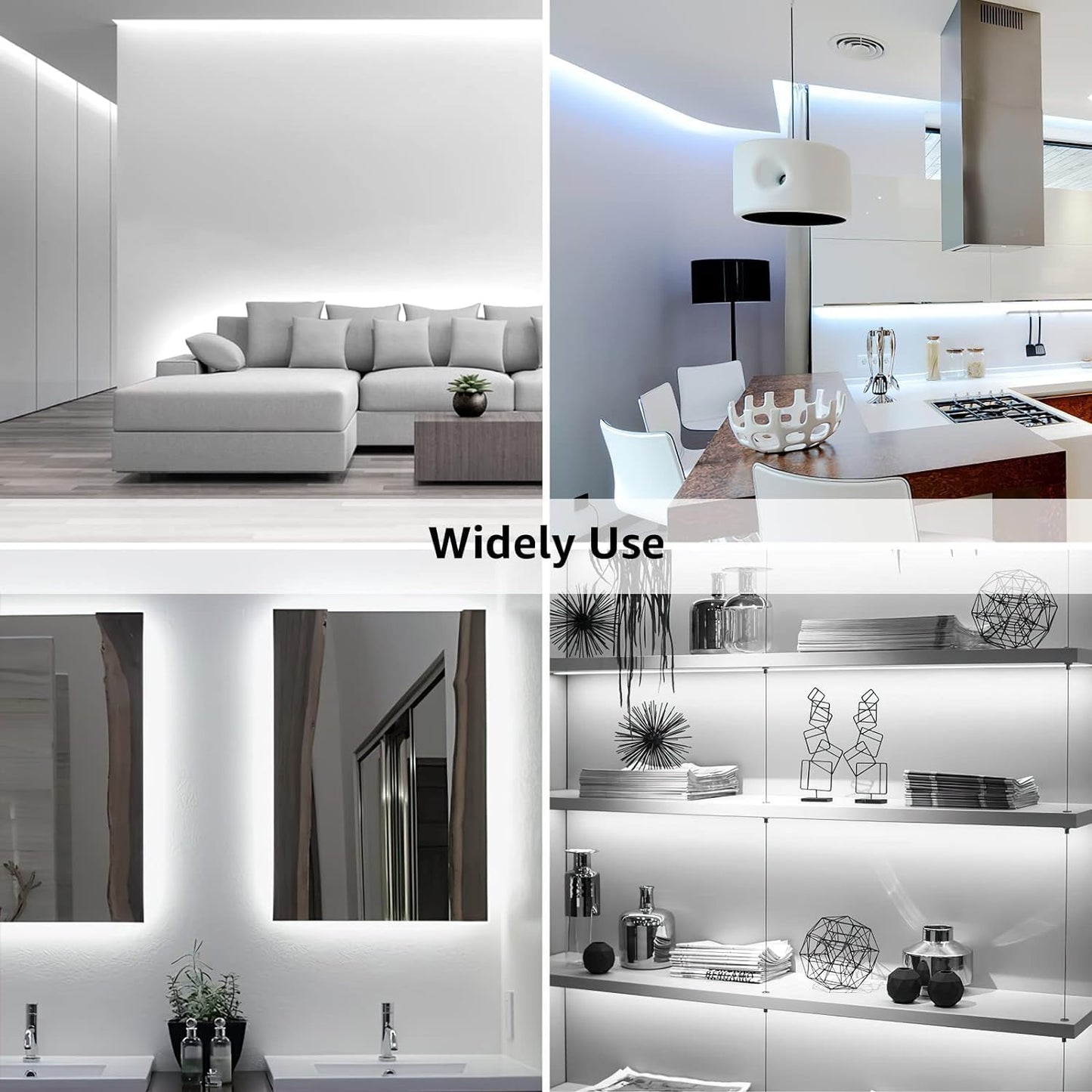 Lepro led Light Strips, 32.8ft LED Lights, Dimmable Under Cabinet Lighting, Super Bright LED Tape Lights, 420 LEDs SMD 2835, Suitable for Home, Kitchen, Under Cabinet, Bedroom, Daylight White (6000K)