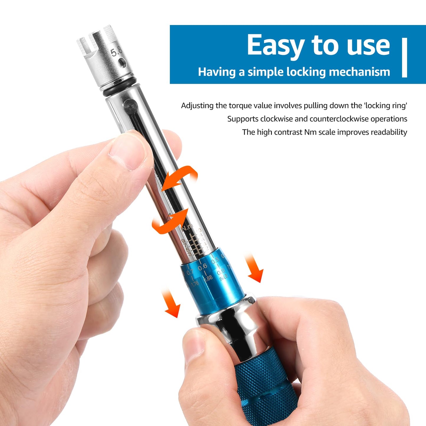 CQDAXUMY Motorcycle Spoke Torque Wrench, 2-10NM Spoke Torque Wrench with 5 Interchangeable Heads,Ideal for Bike and Motorcycle Wheel Maintenance and Adjustments