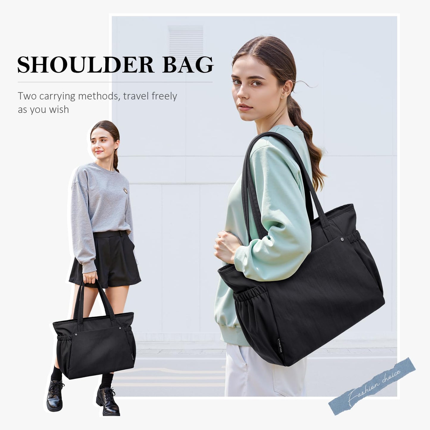 GOLF QUALITY Tote Bag for Women, Work Bags with Zipper Computer Laptop Handbag with Compartments for Travel, Daily,Fit 14Inch,Black