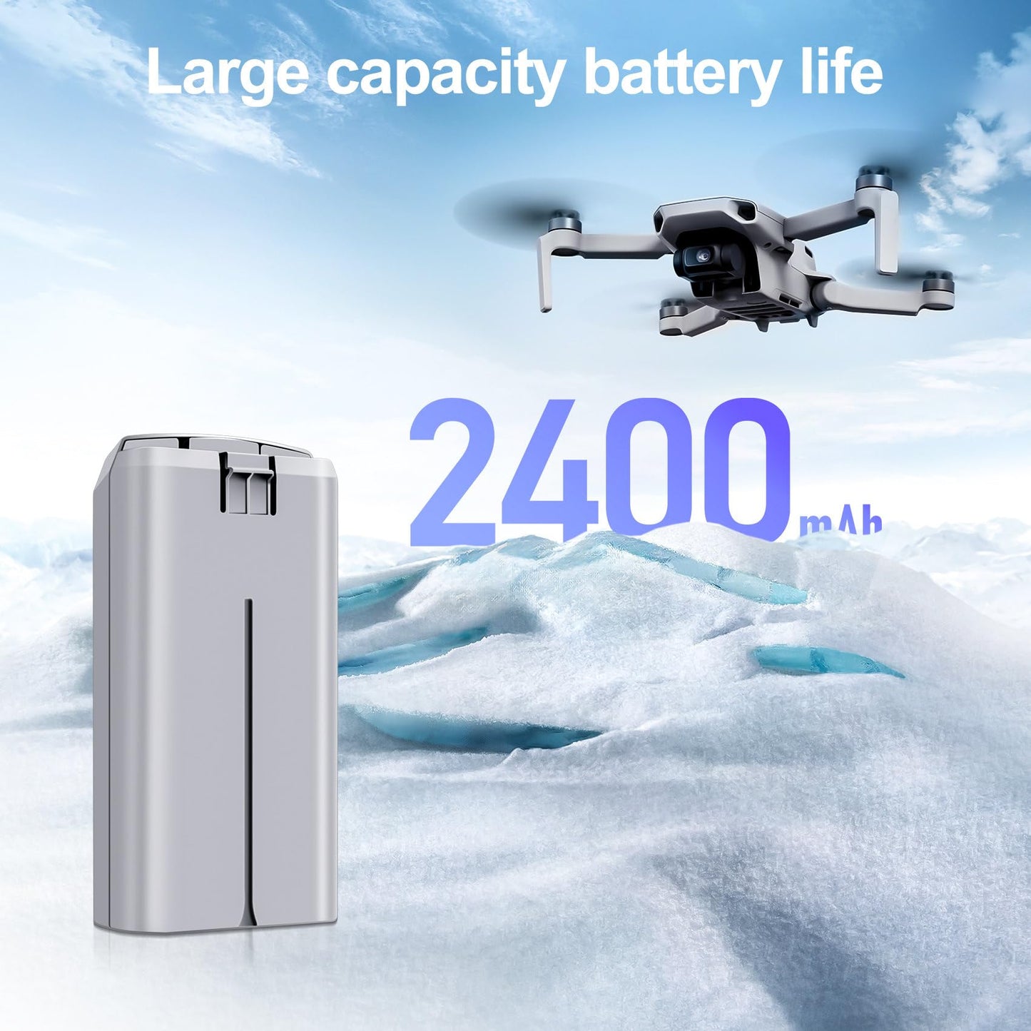 PoweLyt 1-Pack Mini 2 Series Intelligent Flight Battery 2400mAh Upgraded Drone Battery Supports up to 31 Minutes of Flying Time Fully Compatible with DJI Mini 4K/2/2 SE/SE Drone