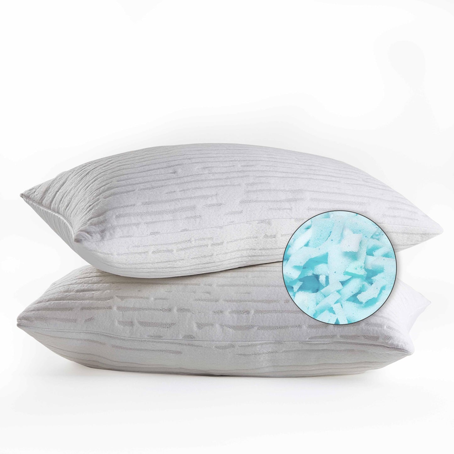 Clara Clark Bamboo Foam Pillows 2-Pack – Shredded Memory Foam Bed Pillow All Side Sleeper Adjustable Loft Pillows – Cooling Velvet Soft Rayon Bamboo Removable Cover – Hypoallergenic – King/Cal King