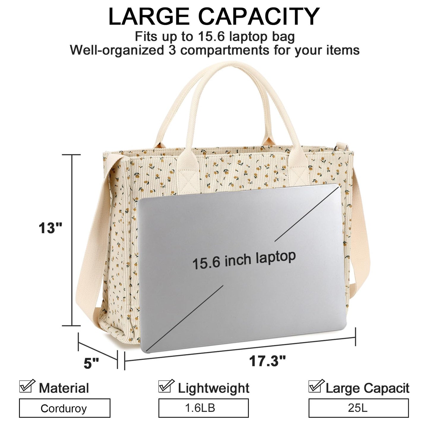 Laptop Tote Bag for Women Work 15.6 inch Shoulder Bags Computer Messenger Purse Teacher Handbag Office Briefcase