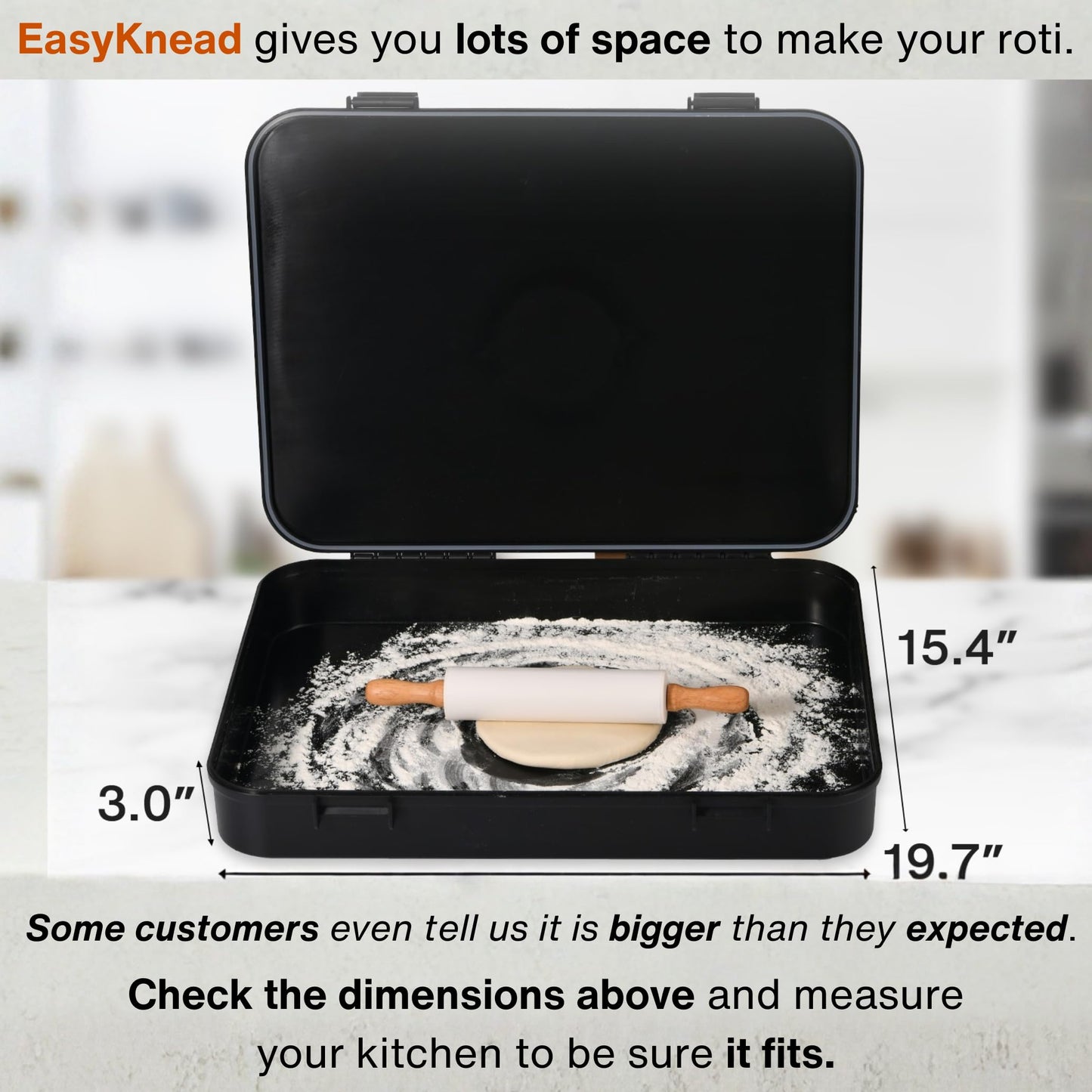 EasyKnead Roti Box with Rolling Pin – Rotibox for Rolling Roti - Roti Making Box for Chapati, Paratha, Puri, Bread – Non-Slip Kneading Board Rotibox
