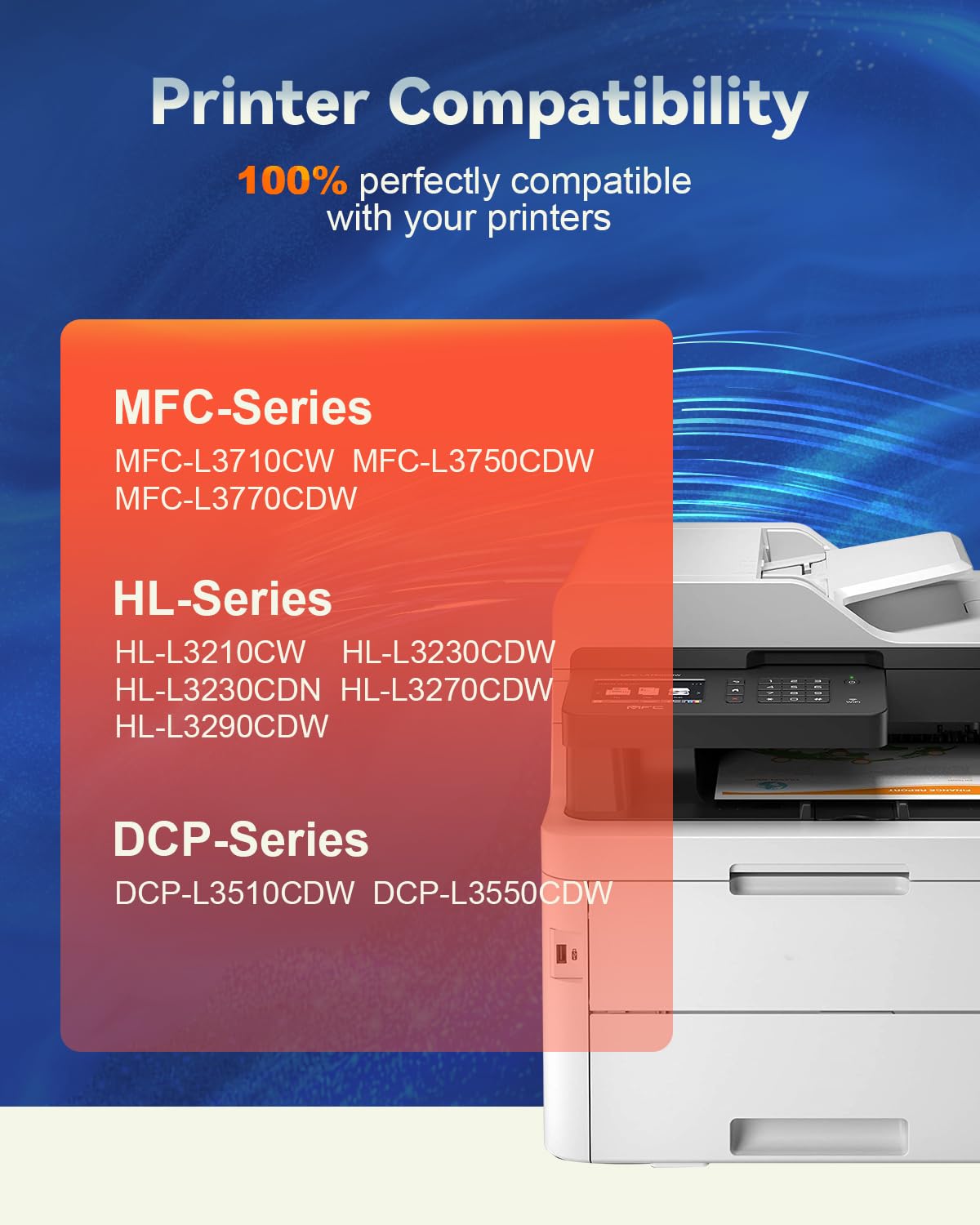 (with Chip) TN227 Toner Cartridge Compatible Replacement for TN223 TN 227 TN-223 TN-227 Work with MFC-L3770CDW HL-L3270CDW HL-L3290CDW MFC-L3710CW HL-L3210CW (TN-227BK/C/M/Y, 4 Combo Pack)