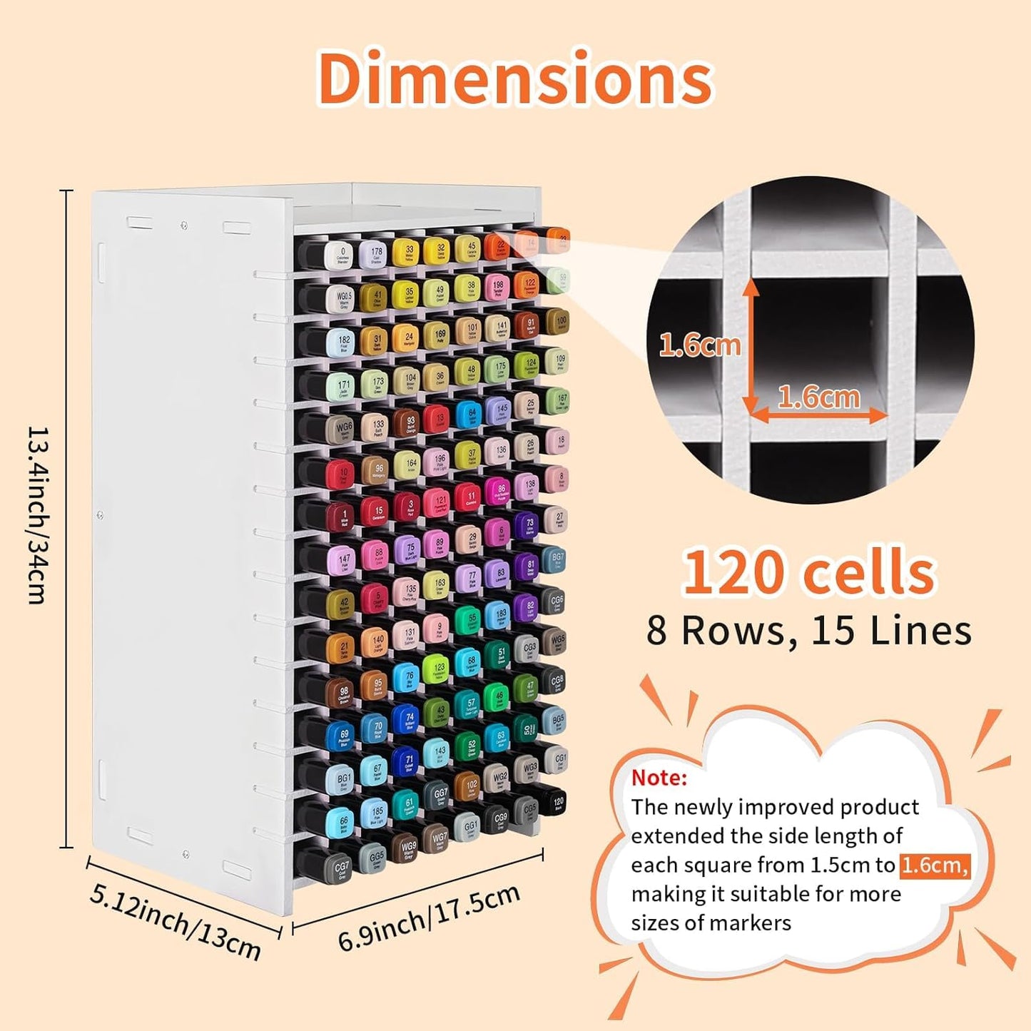 QOOWFEANIG Plastic Marker Organizer - 120 Slots Multipurpose Art Marker Rack with Removable Divider