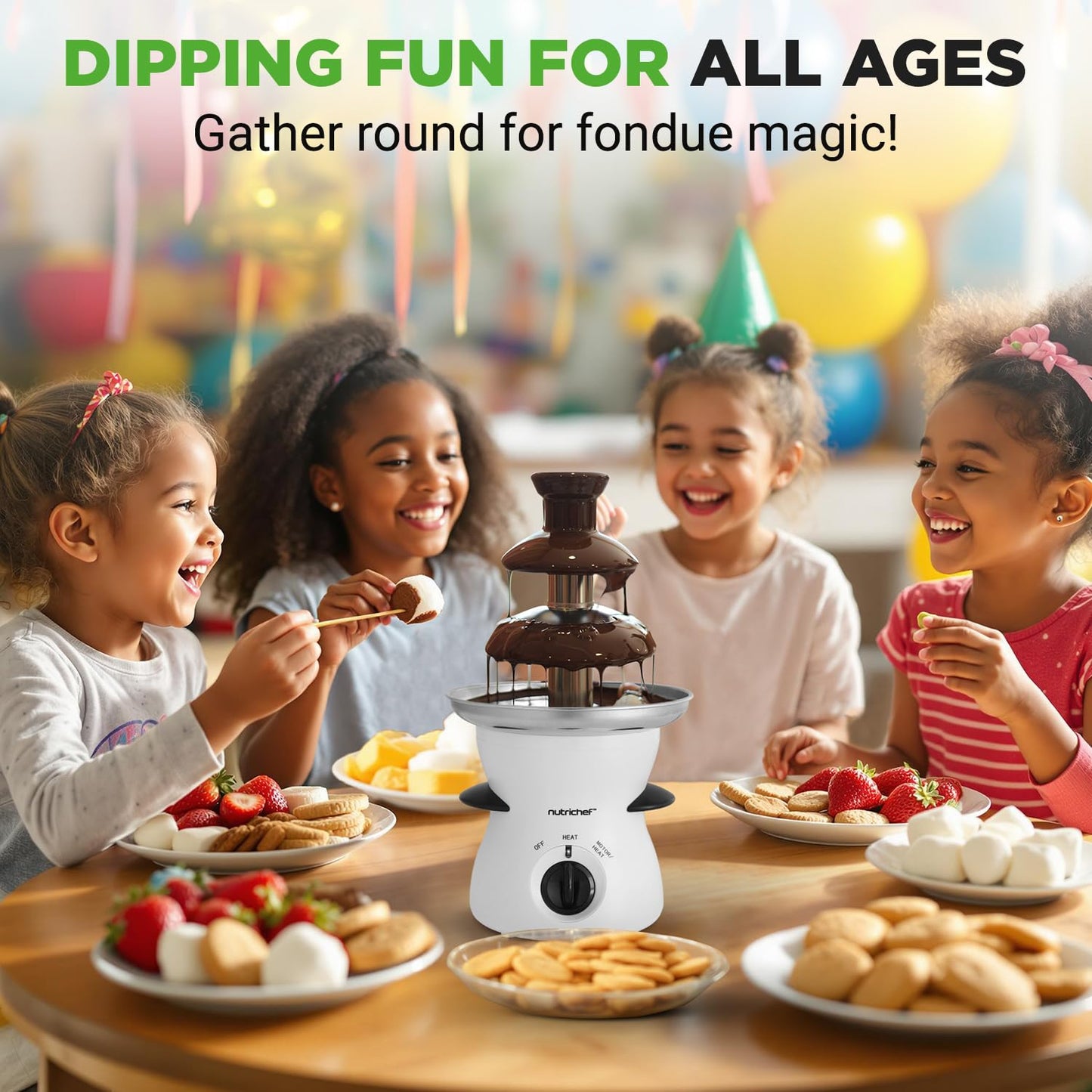 3 Tier Chocolate Fondue Fountain - Electric Stainless Chocolate Dipping Warmer Machine - Warm & Melt Chocolate, Butter, Cheese, Caramel - Great for Parties, Events & Weddings - Pot Capacity 16 OZ