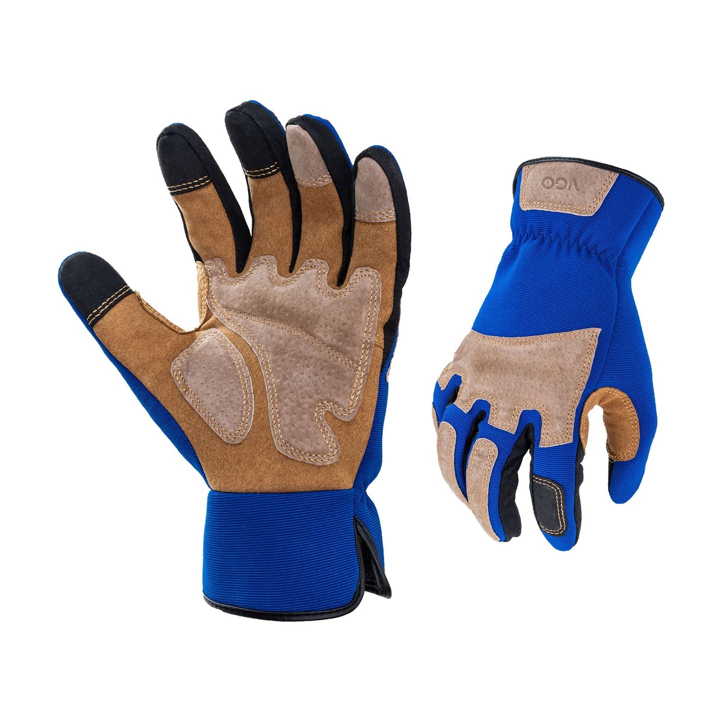 Vgo 1Pair Gardening Gloves Men,Safety Work Gloves,Puncture-proof,Thornproof,Touchscreen(L,Blue,SL7475)