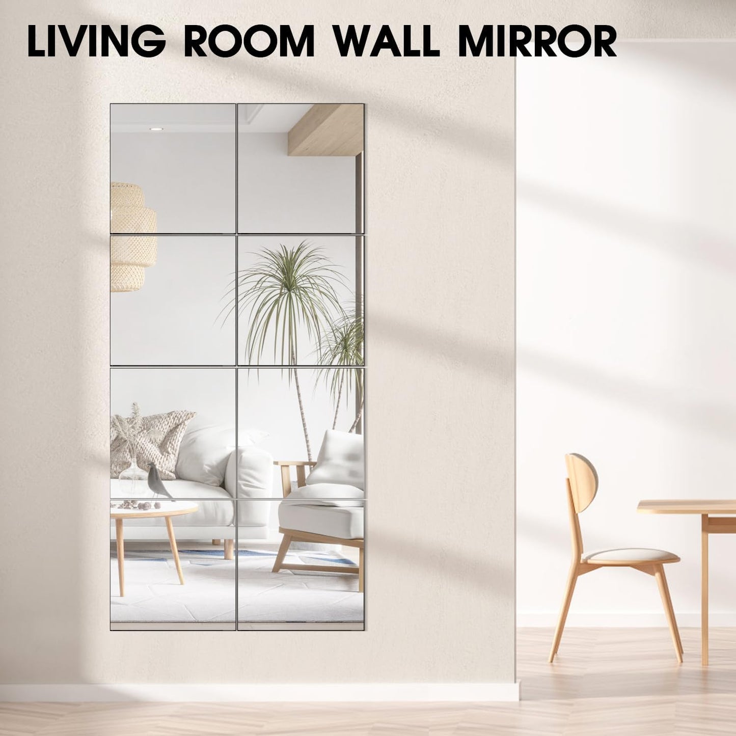 VASUHOME Home Gym Mirrors 14 x12 Inch - 12PCS HD Glass Wall Mounted Mirror Tiles for Gym, Bedroom, Living Room, Door, Closet