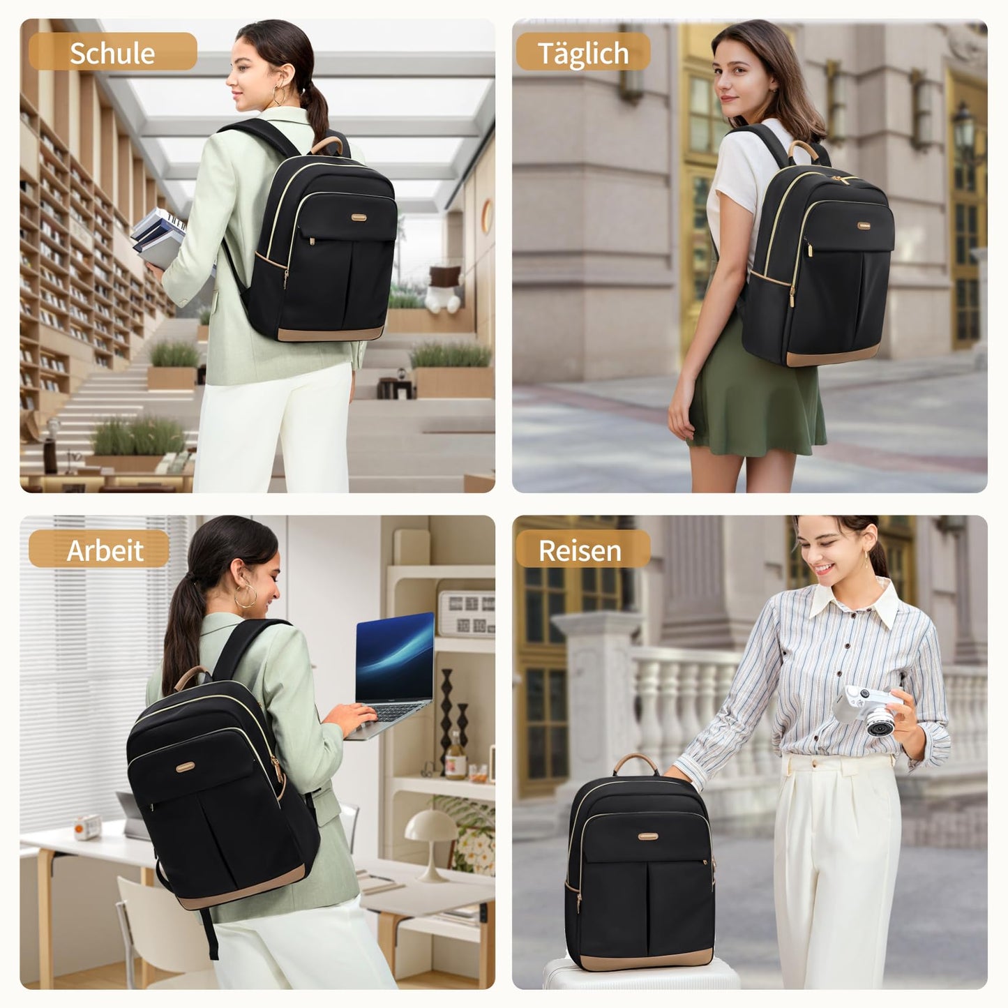 VNINE 16 Inch Laptop Backpack for Women, Light Work Bag, Fashion Waterproof, Stylish, Travel Backpacks, Casual Daypacks, for College, Business