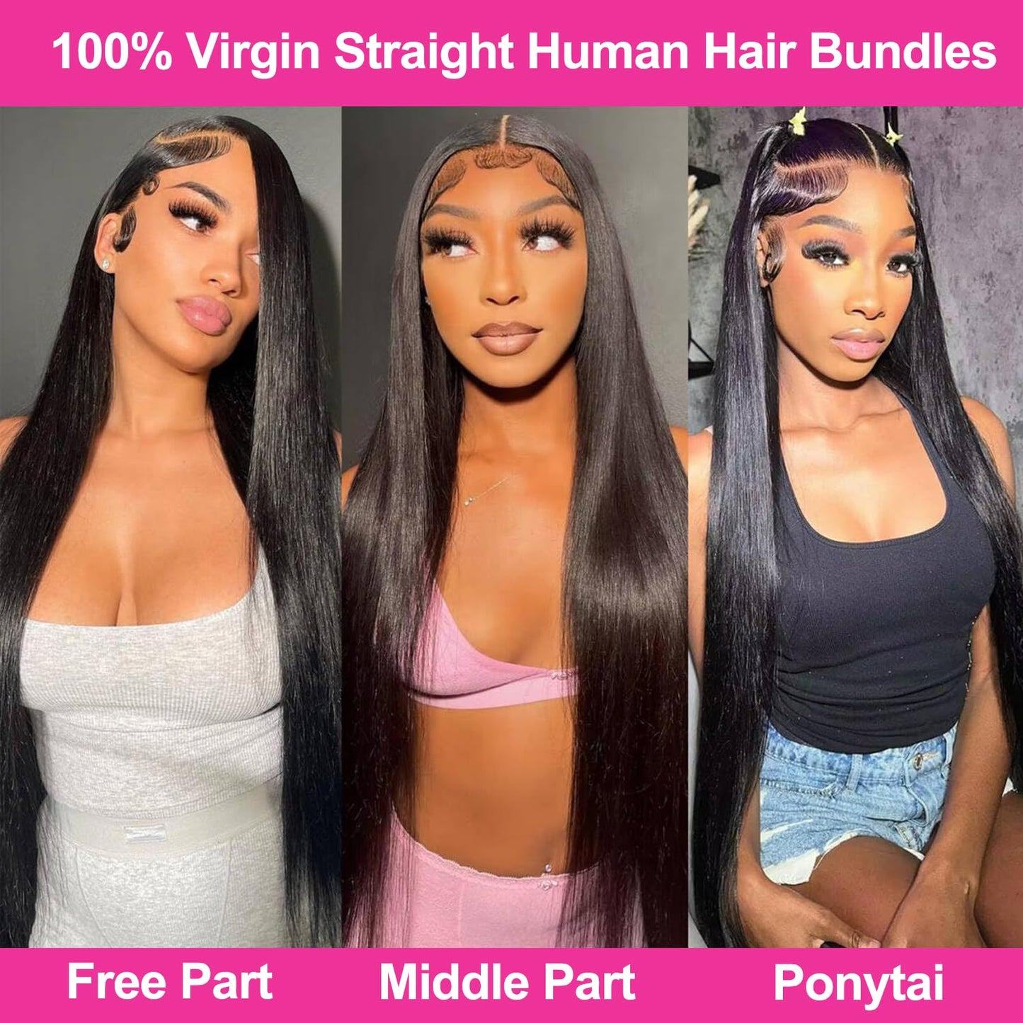 12A Human Hair Bundles 18 20 22 Inch Straight Bundles 100% Unprocessed Brazilian Virgin Weave Bundles 3 Bundles Double Weft Raw Remy Human Hair Extensions (18 20 22 Inch) Natural Black