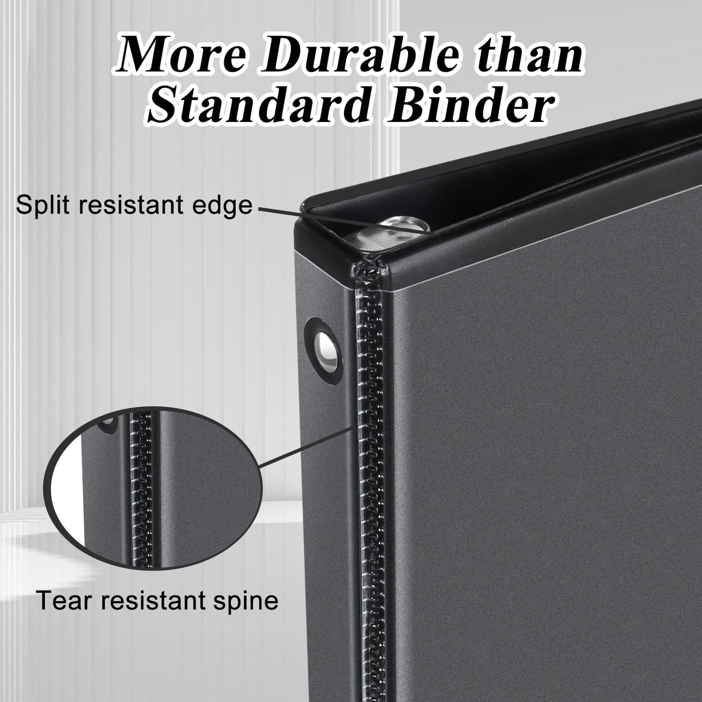CIXILDTS 0.5-inch 3 Ring Binder with 2 Interior Pockets, 1/2" Basic Binders Holds US Letter Size Paper - Durable, Versatile Binders for Office and School Use, 12 Pack, Balck (12-Pack, Black, 1/2")