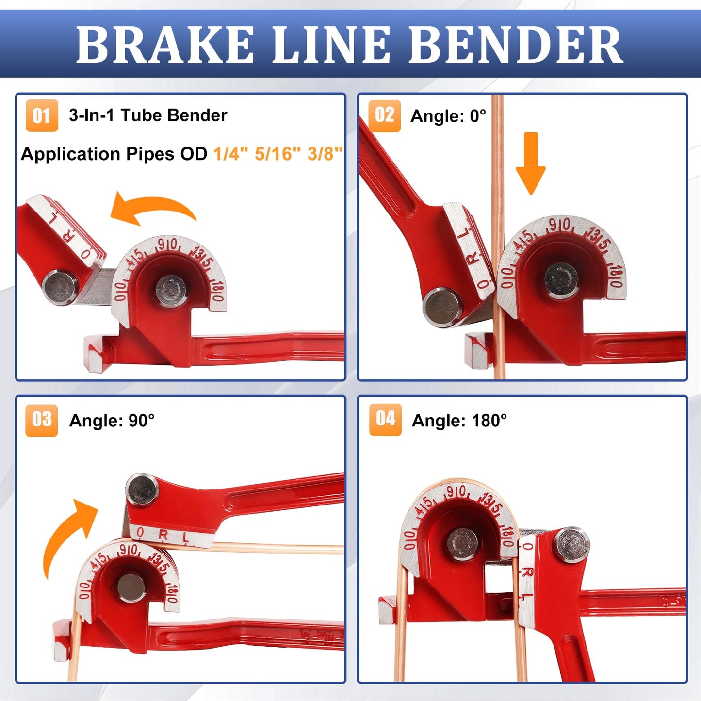 Brake Line Flaring Tool Kit Include 25Ft 3/16" Copper Coated Brake Line Tubing Kit with Fittings(16 Fittings, 2 Unions and 4 Nuts) Brake Tube Bender, Single Flare Tool, Tube Cutter